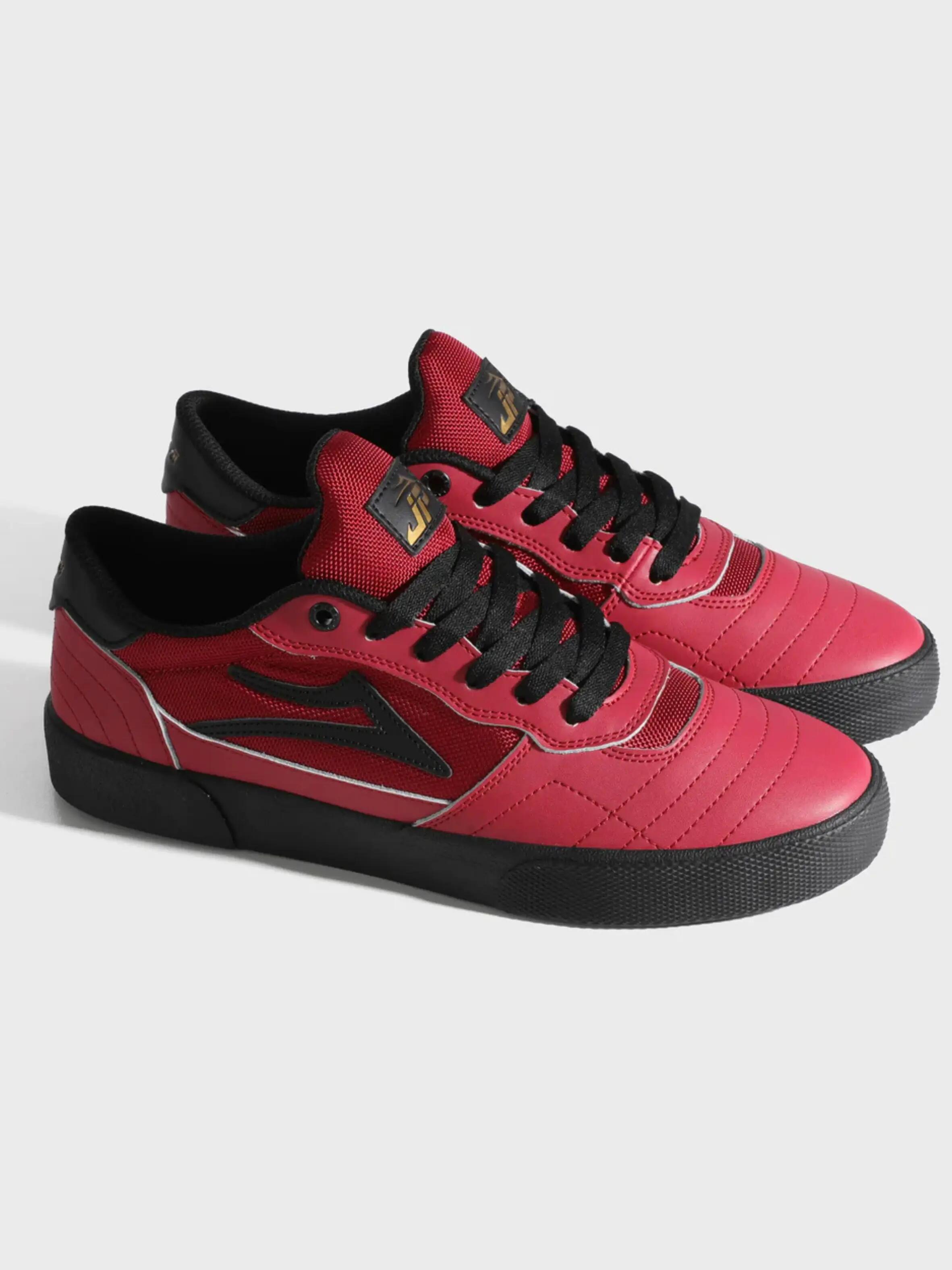 LAKAI Cambridge skoenen, uniseks rood met zwarte accenten. 2/2