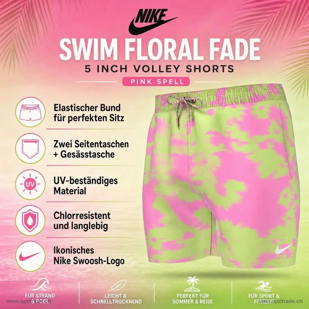 Short da volley Floral Fade 5" - Rosa. 3/6