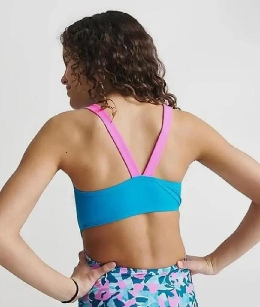 Mädchen - Schwimmen - Badeanzug - Asymmetrisch, chlorresistent - Blau/Rosa 2/3