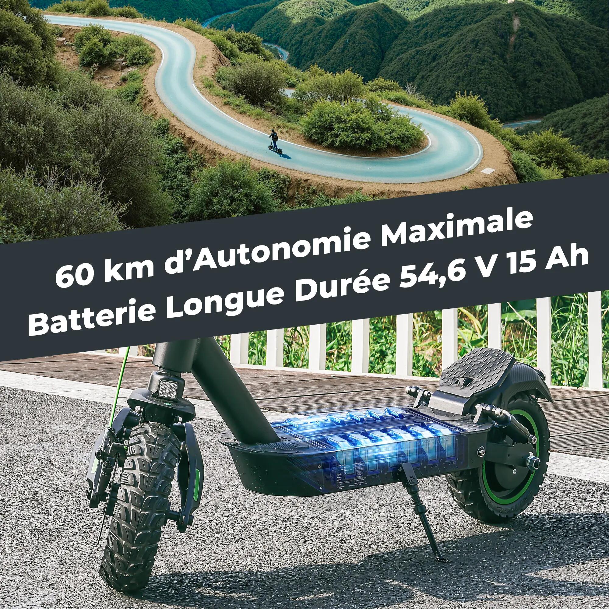 Adulte Mobilité urbaine Trottinette électrique autonomie 60 km double freinage 9/17