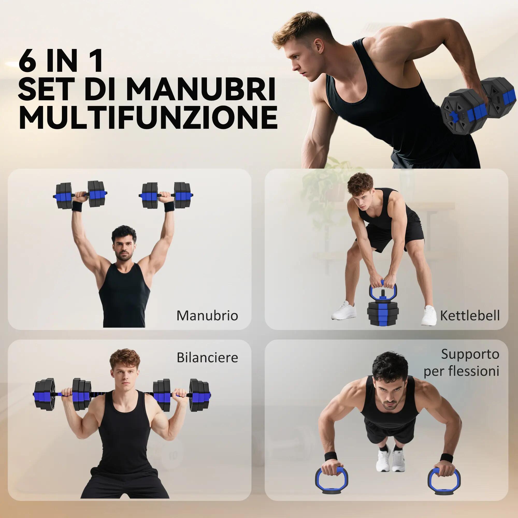 Ensemble de poids de musculation 6 en 1 en plastique et sable : kettlebell, halt 6/9