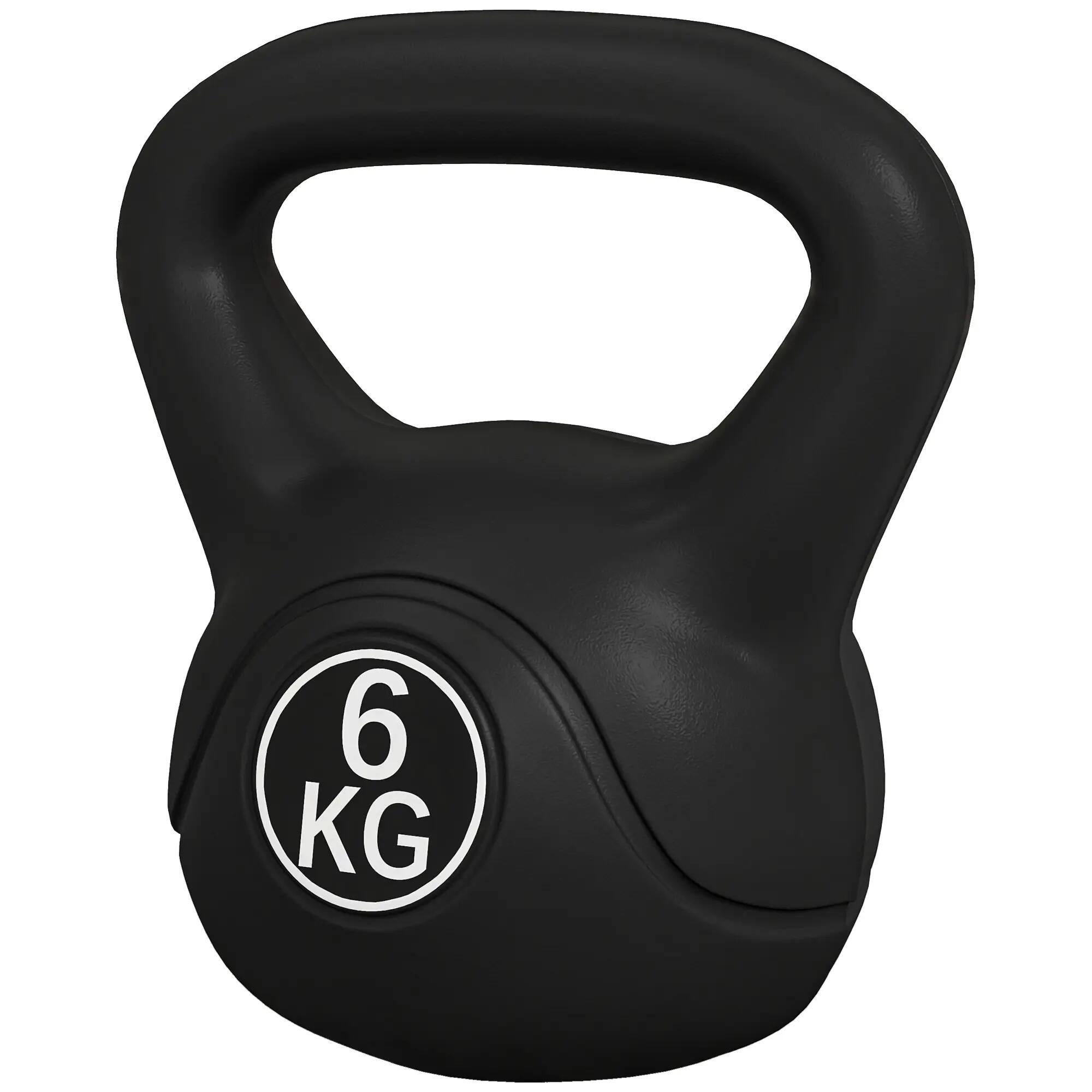 Kettlebell 6kg sable large poignée antidérapante 20x13x22cm noir 2/6