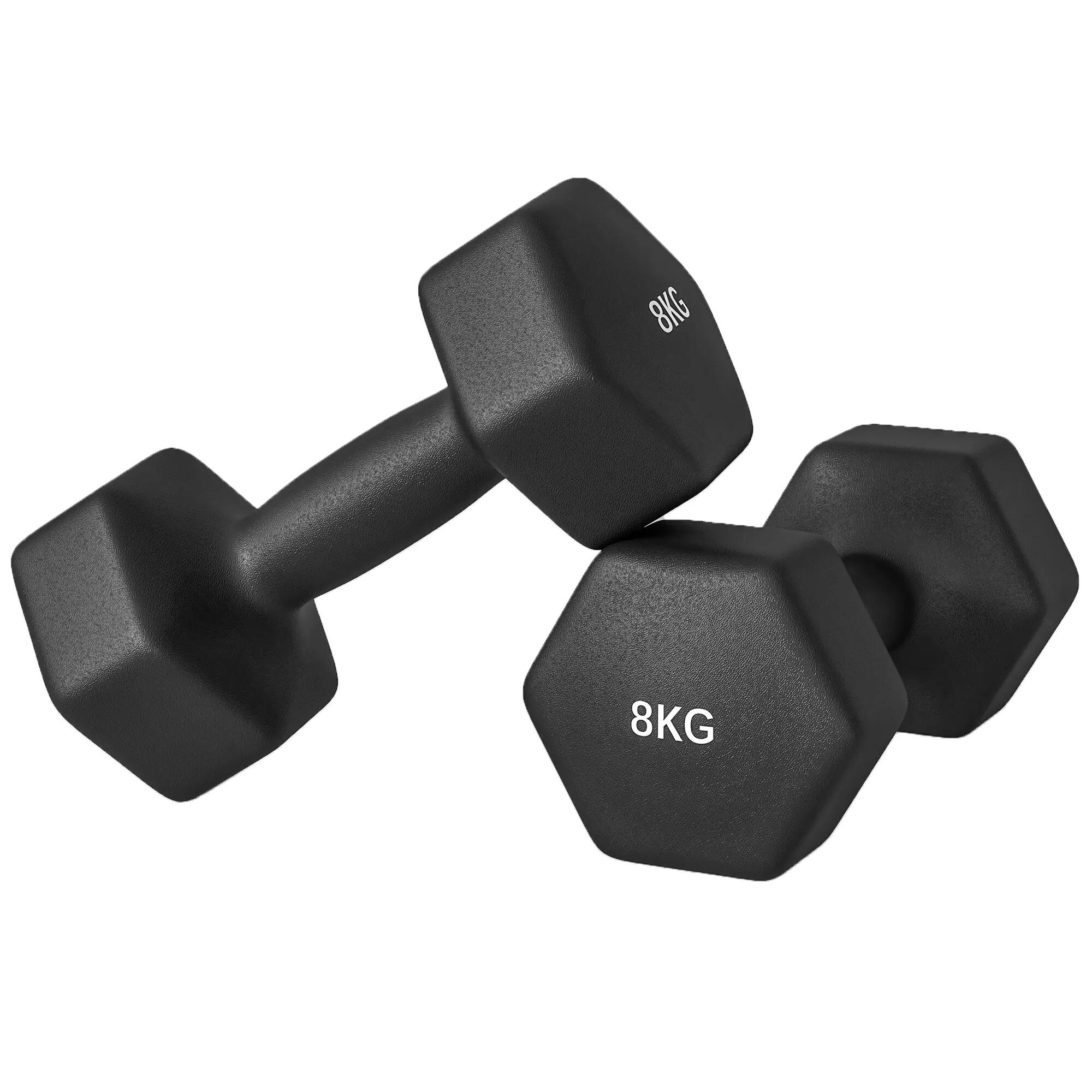 Lot de 2 haltères hexagonales, 2 x 8 kg, métal et plastique, avec poignée antidé 2/9