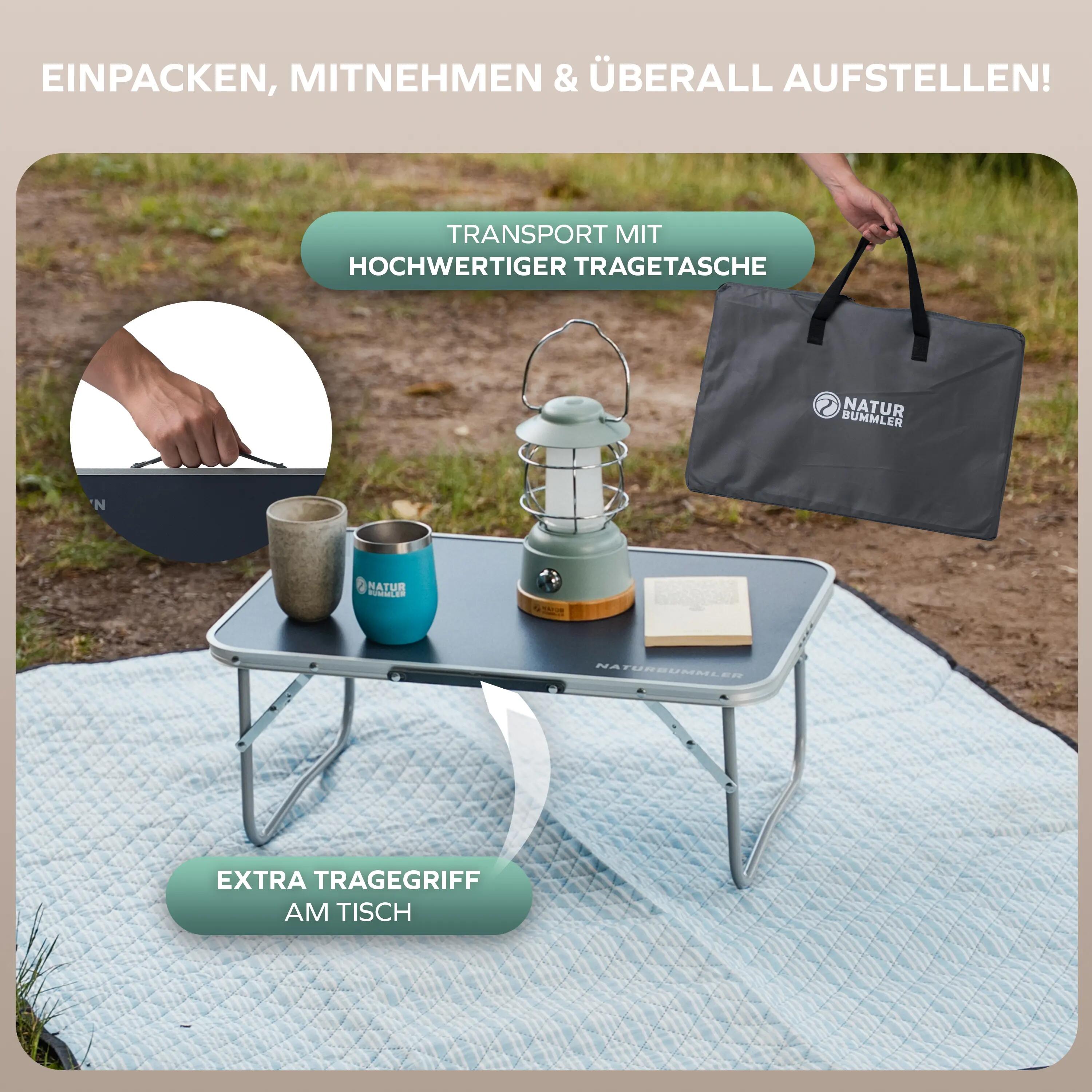 Camping Klapptisch klein niedrig 60 x 40 cm ultraleicht Mini Litec+ 4/6