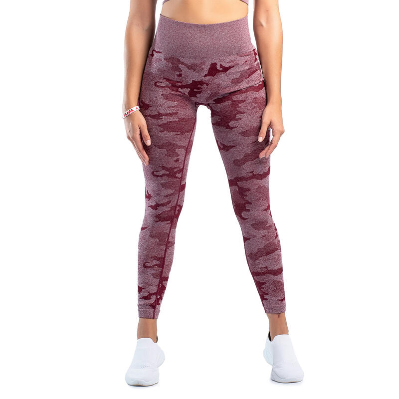 Leggings Camouflage RX Fitness Femme en rouge