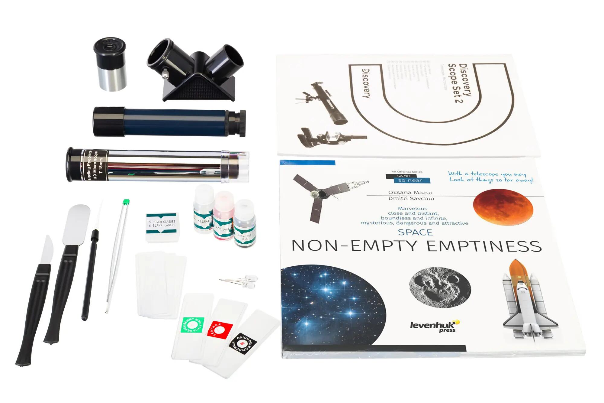 Kit optique Levenhuk Discovery Scope Set 2 avec livre en anglais 3/15