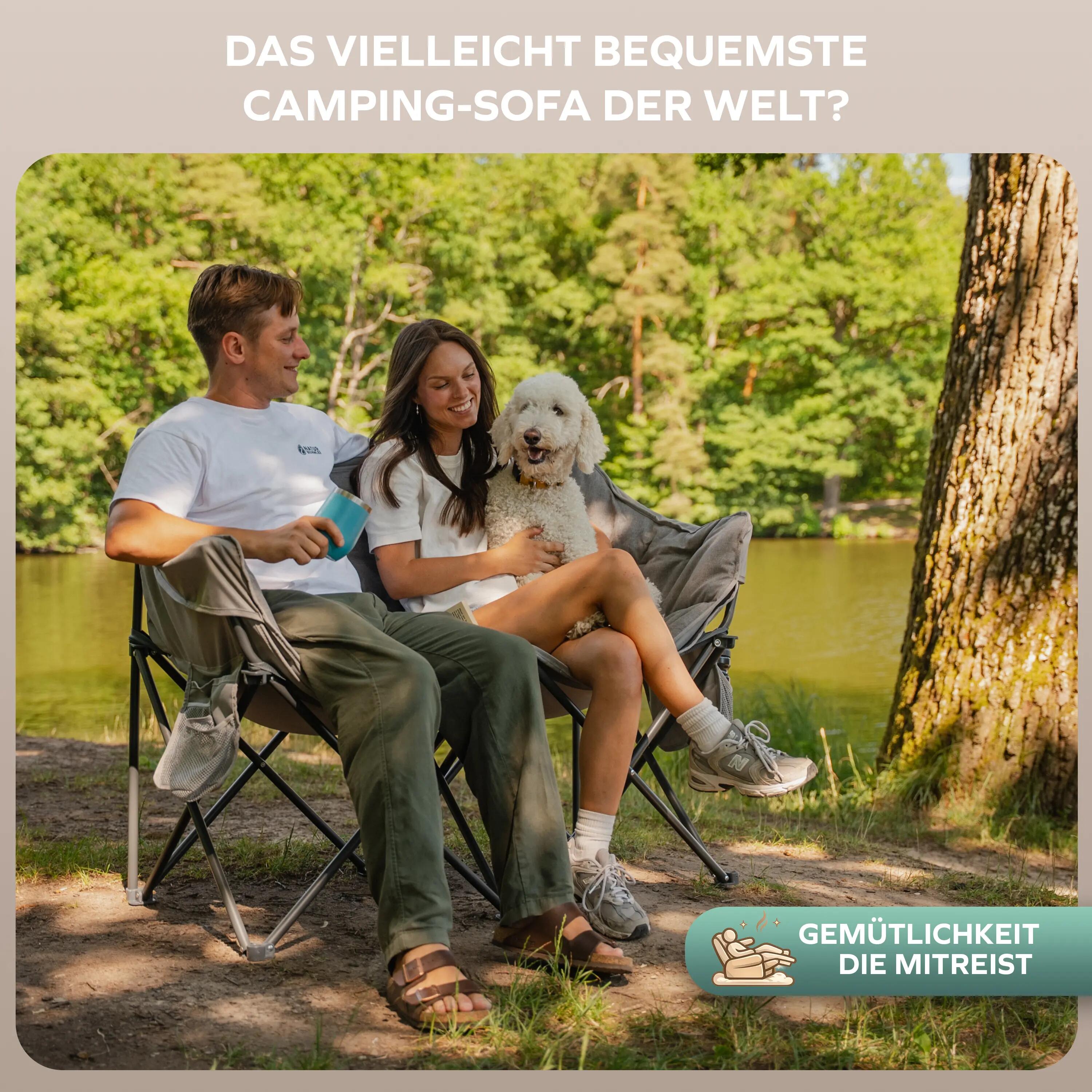 Erwachsene Camping Sofa 2 Personen faltbar gepolstert bis 300 kg DualComfort+ 4/5