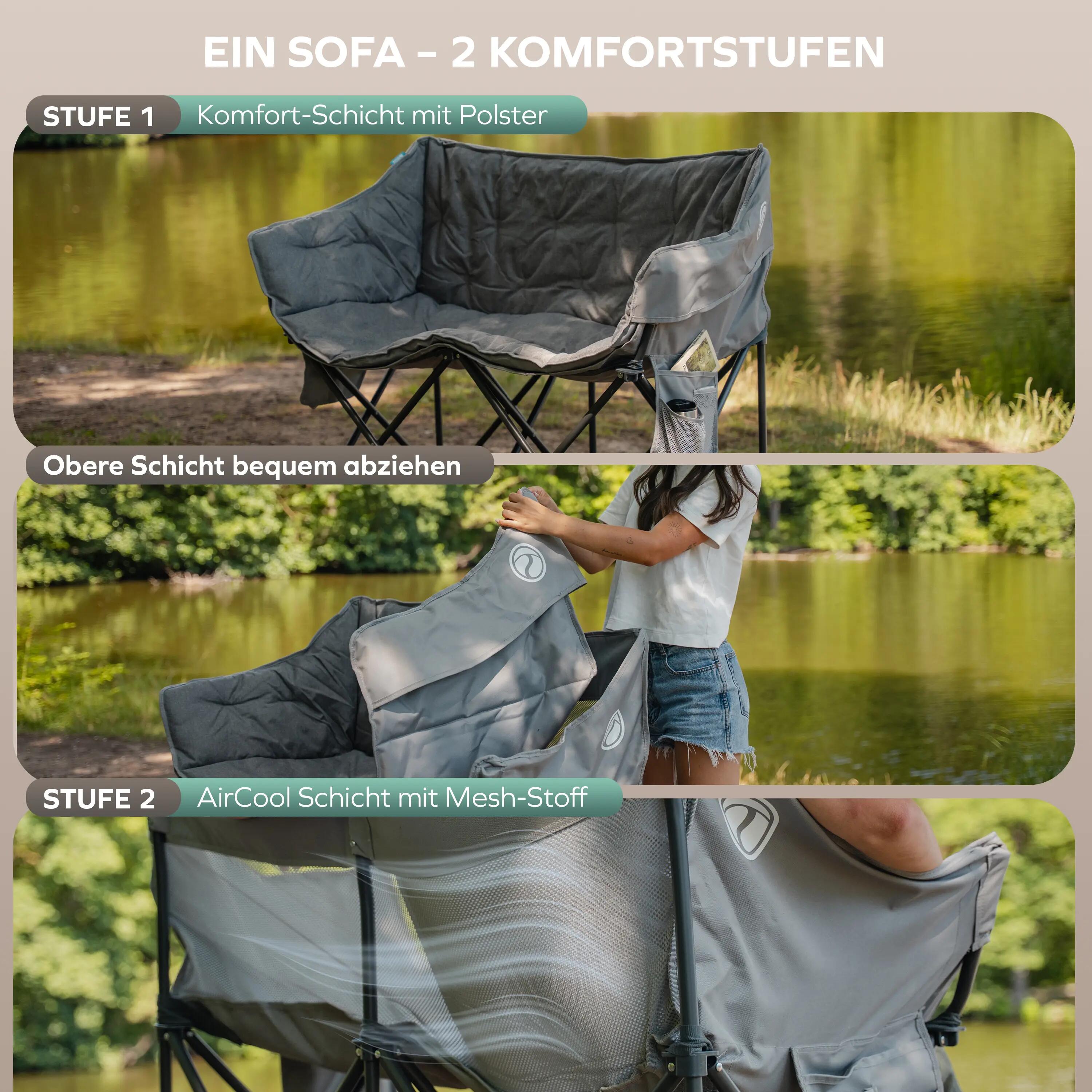Erwachsene Camping Sofa 2 Personen faltbar gepolstert bis 300 kg DualComfort+ 2/5