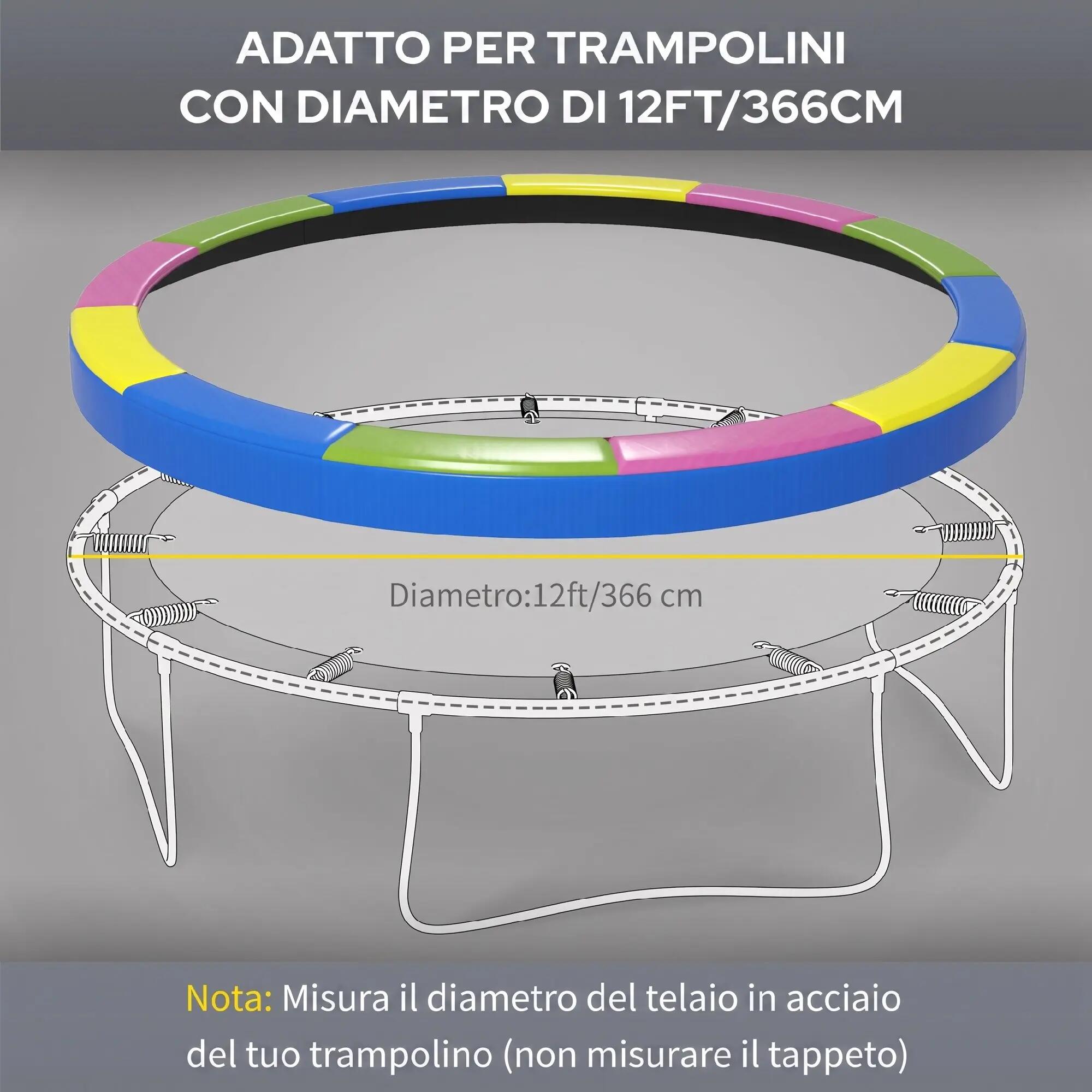 Housse de trampoline Ø366x30 cm, pliable et portable, en plastique, PE et mousse 6/9