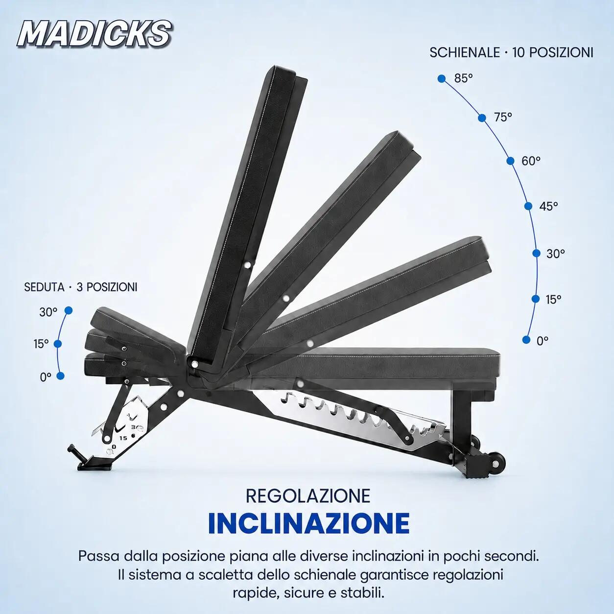 Panca Palestra Professionale 500 Kg Regolabile Inclinabile Multifunzione Pesi 4/7