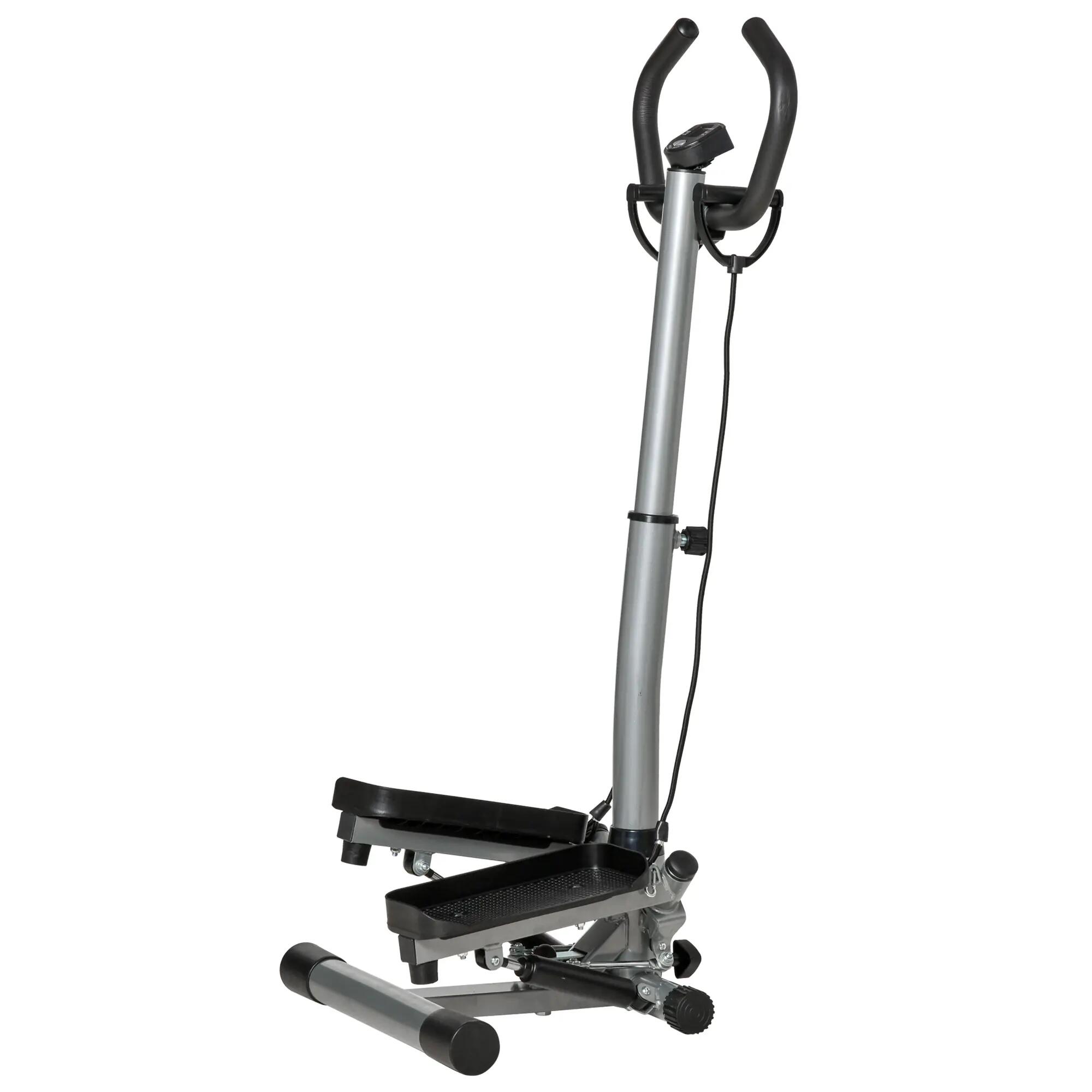 Stepper avec guidon réglable, écran LCD et élastiques, 55 x 53 x 118-128 cm, noi 2/9