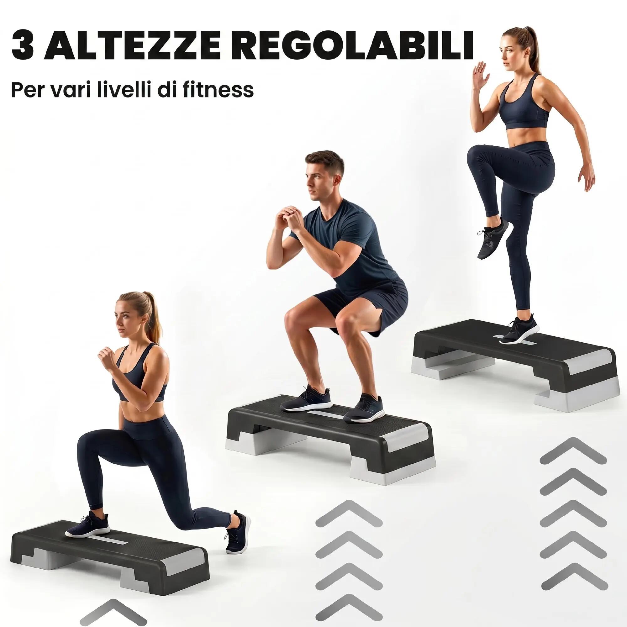 Stepper aérobique réglable, hauteur 15/20/25 cm avec supports 6/9