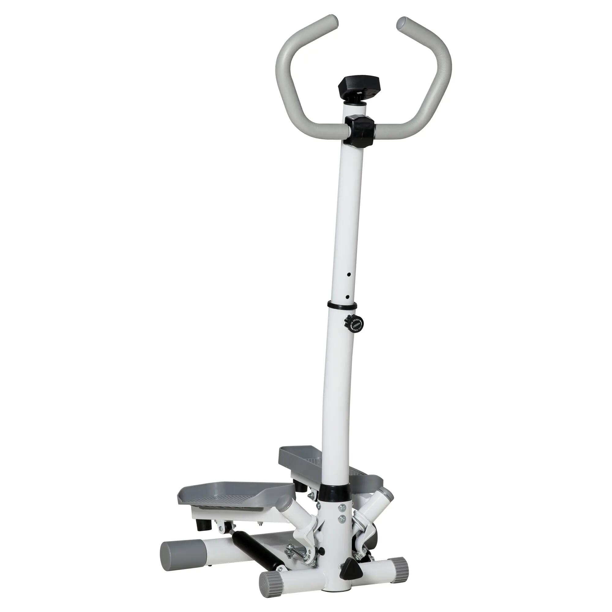 Stepper avec écran LCD, guidon réglable et élastiques, acier et ABS, blanc et gr 2/9
