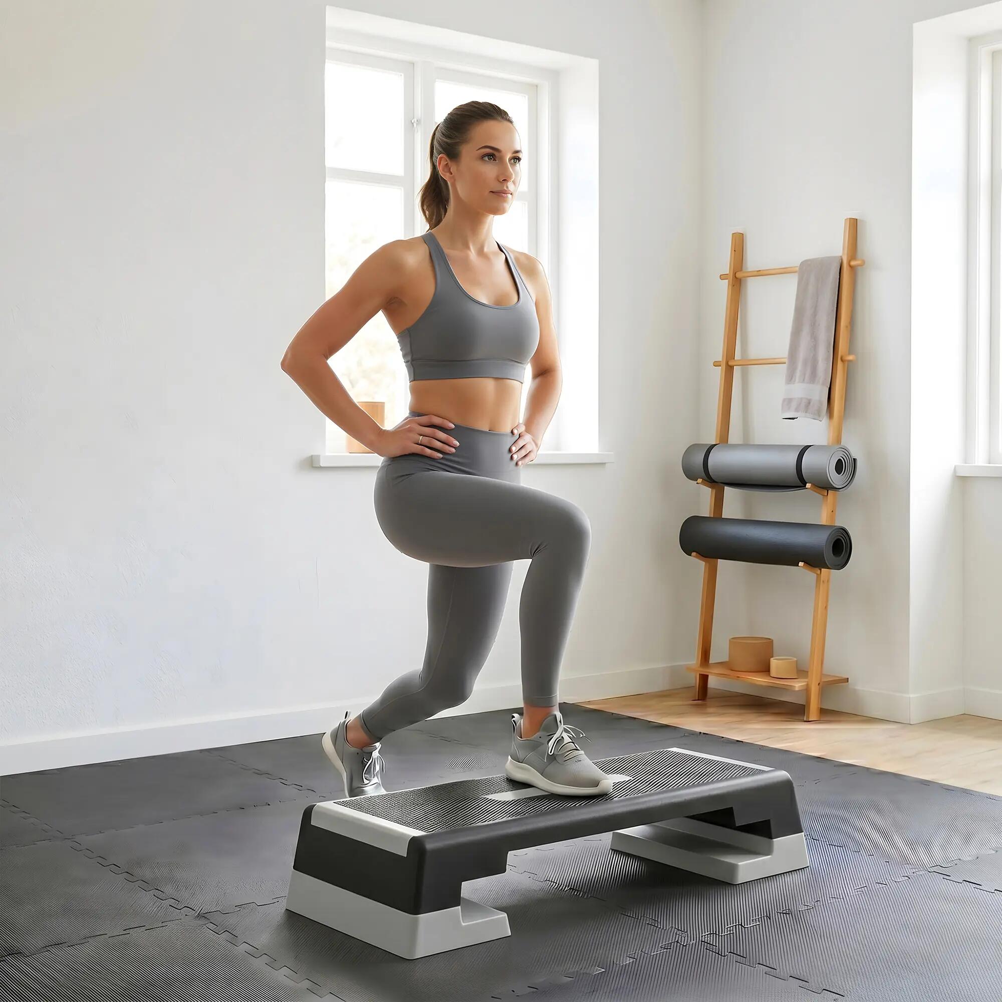 Stepper à hauteur réglable avec marches amovibles et base antidérapante, en ABS, 3/9