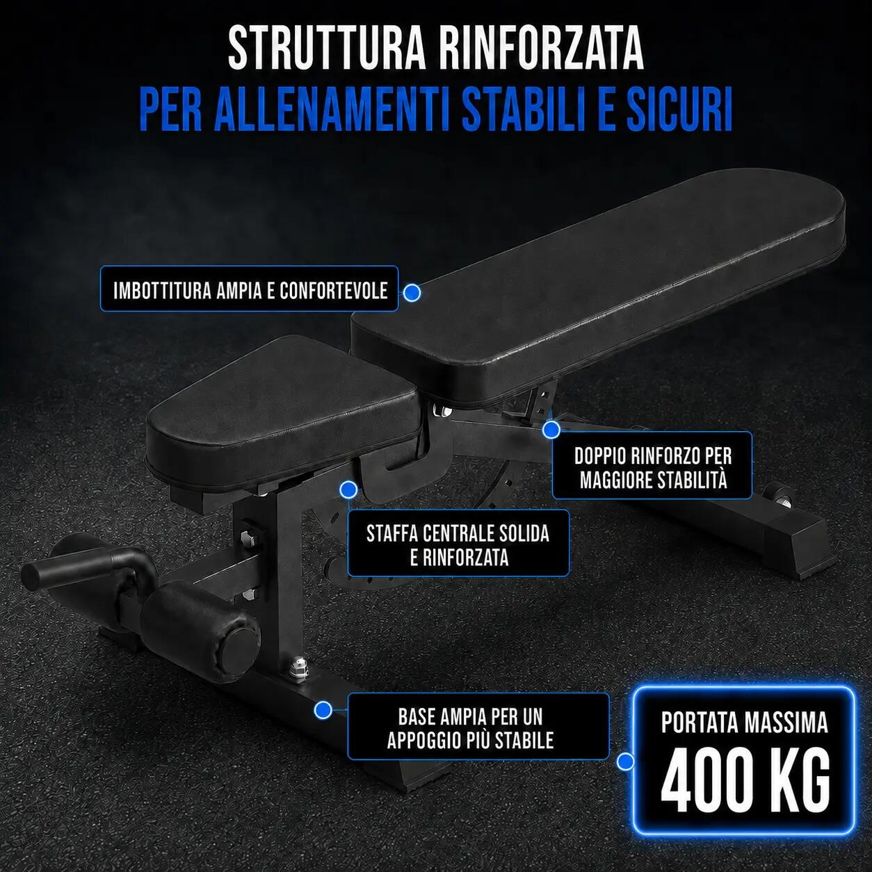 Panca Palestra Regolabile Inclinabile 400 Kg Declinabile Multifunzione Home Gym 6/7