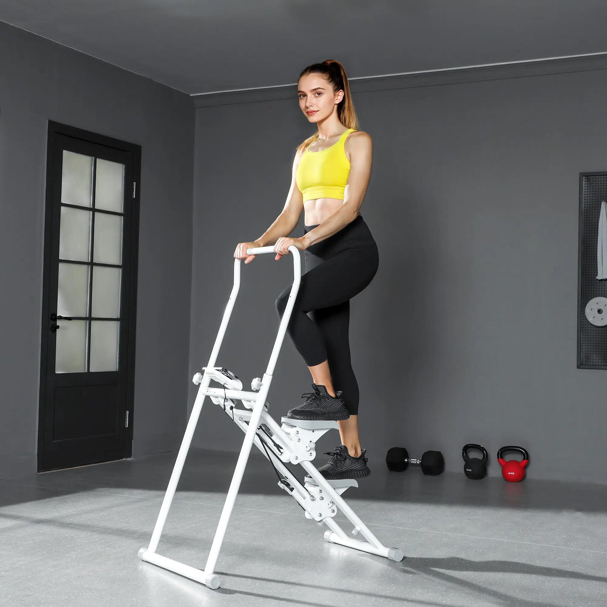 Appareil de marche vertical pliable avec poignée réglable, pédales antidérapante 4/9