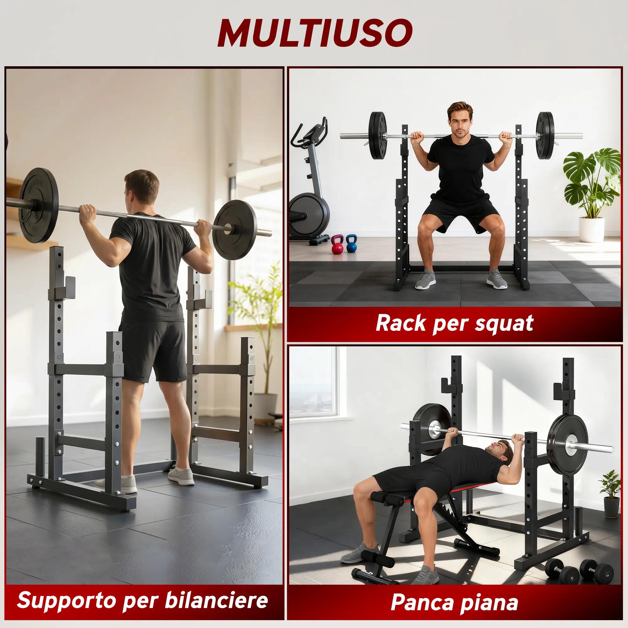 Support haltères - musculation - mixte - réglable 2 niveaux porte-disques - noir 6/6