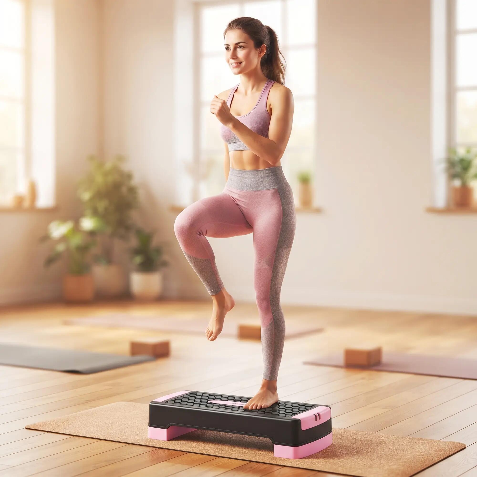 Planche de step réglable en hauteur, appareil de fitness aérobique à 2 niveaux ( 4/9