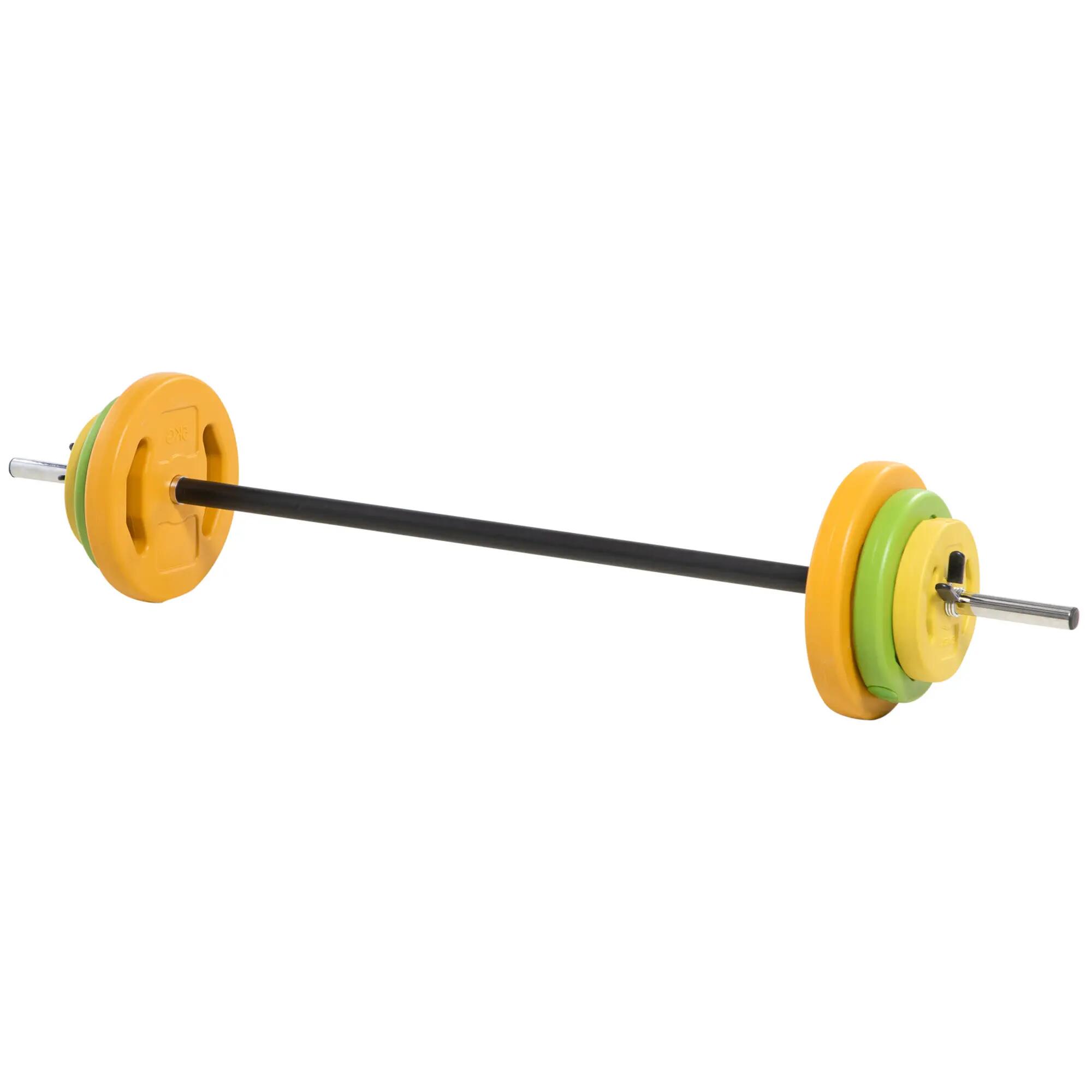 Ensemble 20 kg - musculation - barre monobloc, multicolore 2/6