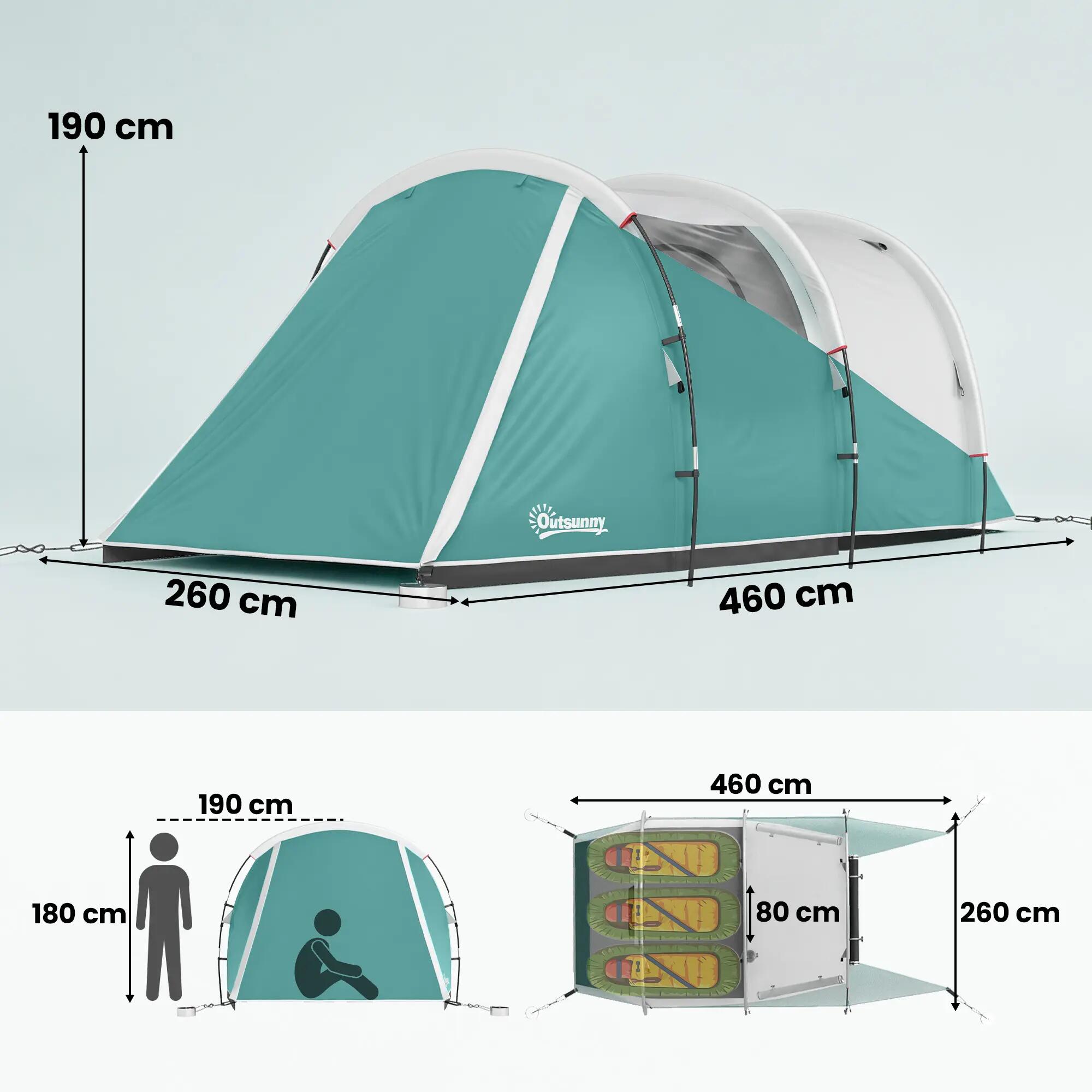 Tente de camping - Camping - Unisexe - Tunnel 3 places étanche - MATEIN - Vert 5/6