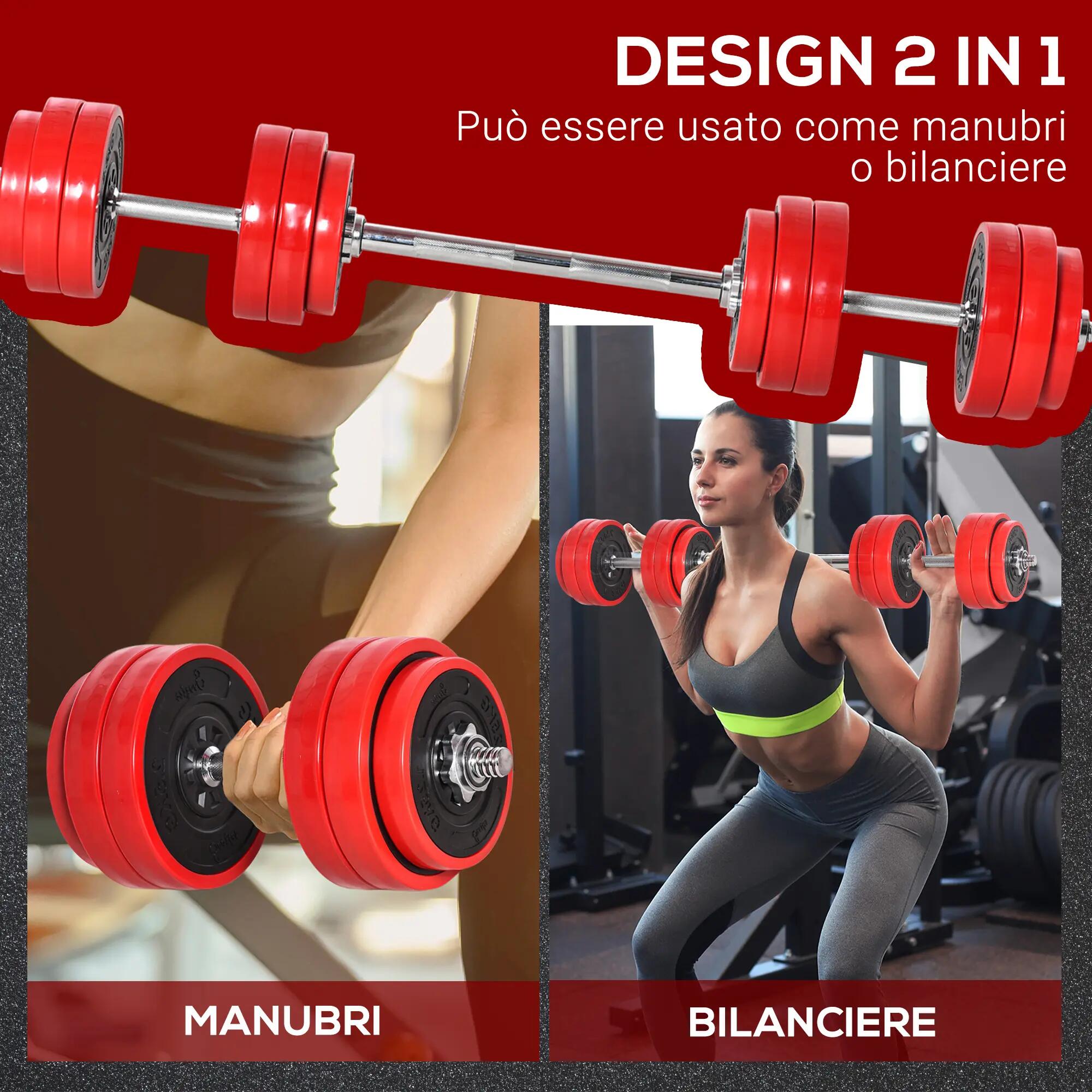 Ensemble haltères - musculation - mixte - 30 kg - rouge et noir 6/6