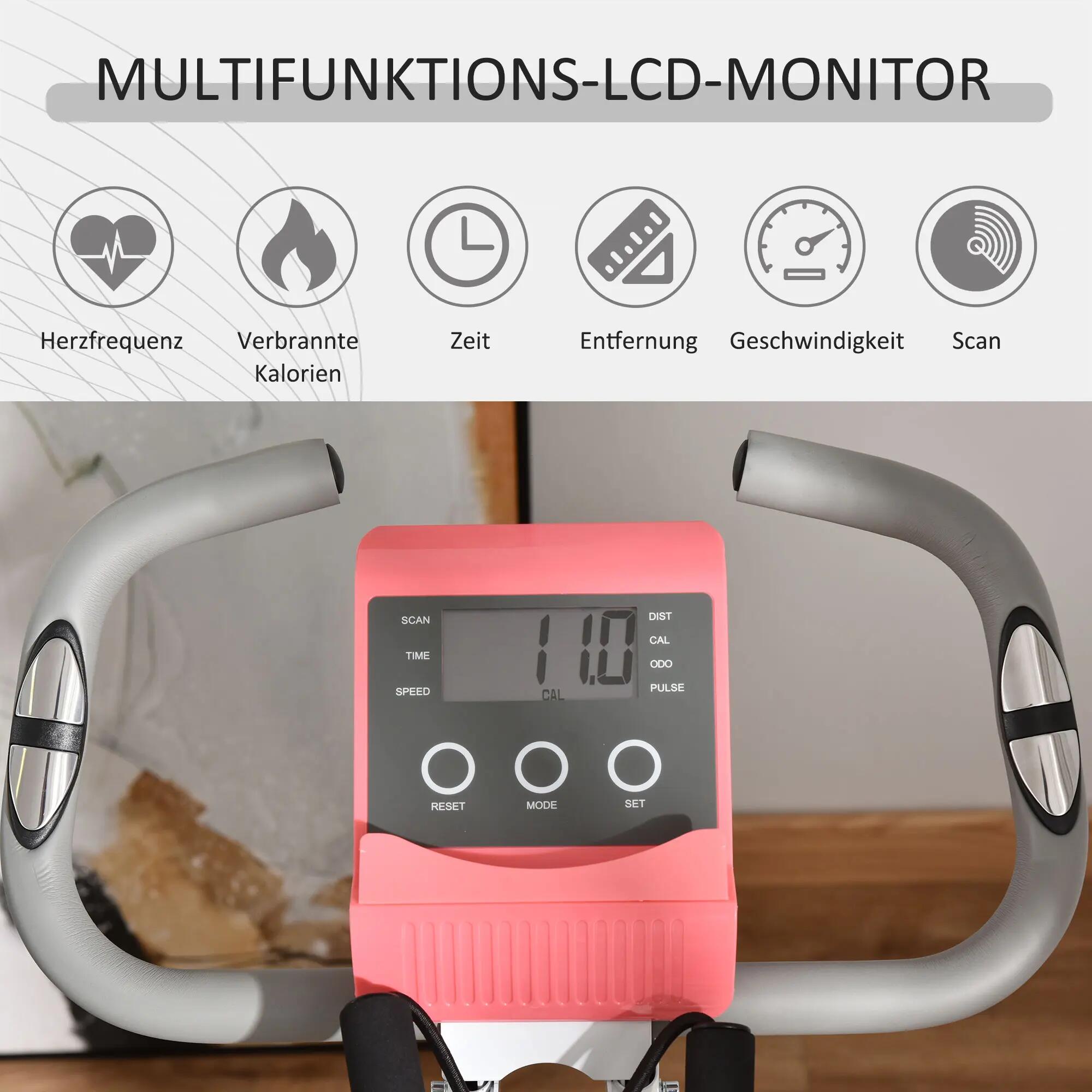 Vélo d'exercice 2 en 1 avec écran LCD, moniteur de fréquence cardiaque réglable, 6/9