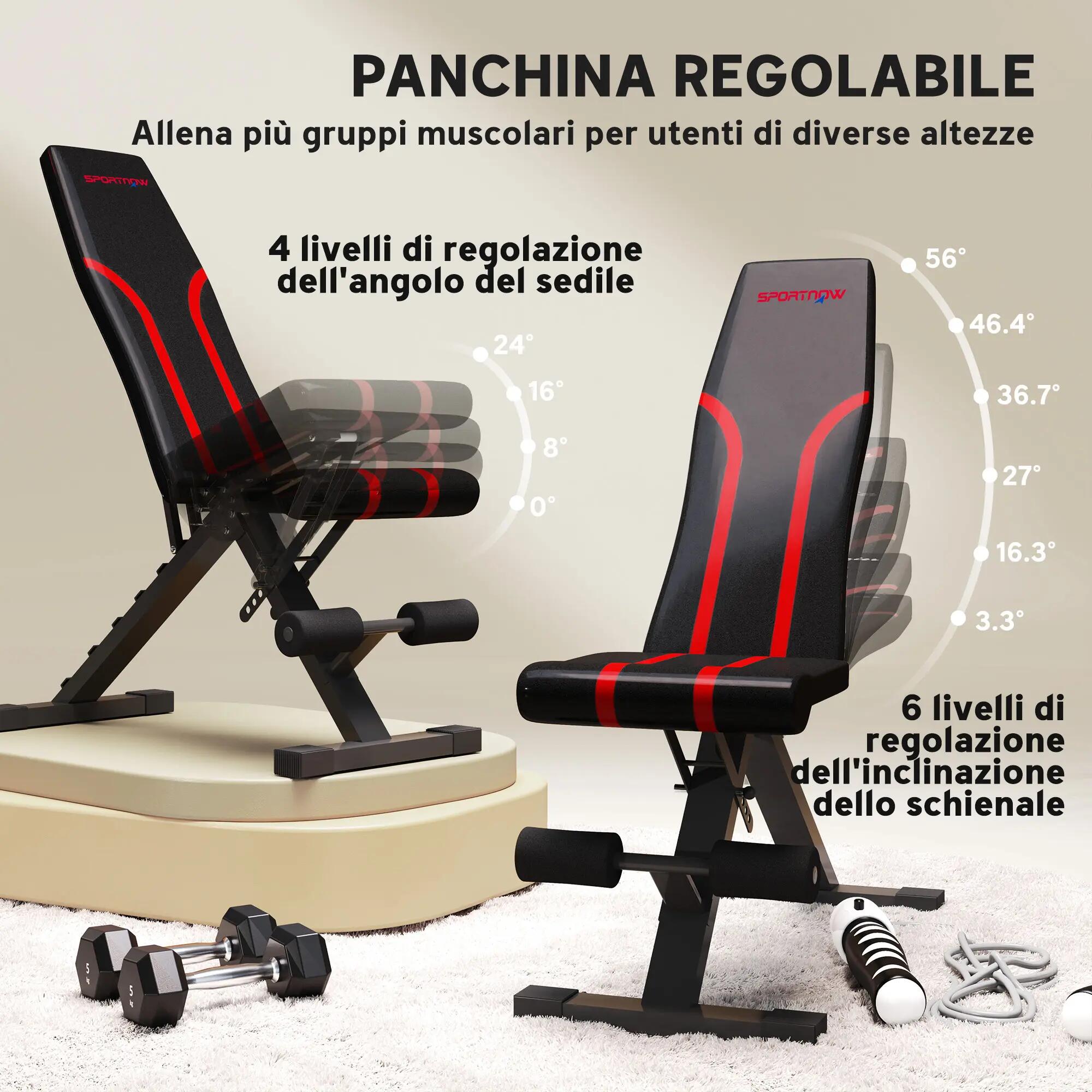 Banc de musculation pliable et multifonctionnel, inclinable et doté d'un dossier 6/9