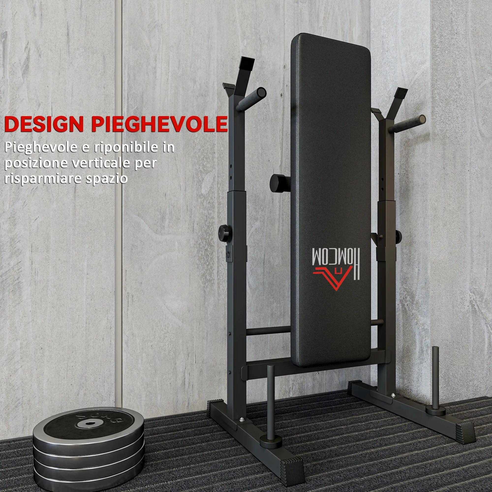 Banc de musculation pliable à 8 hauteurs réglables, support pour barre 7/9
