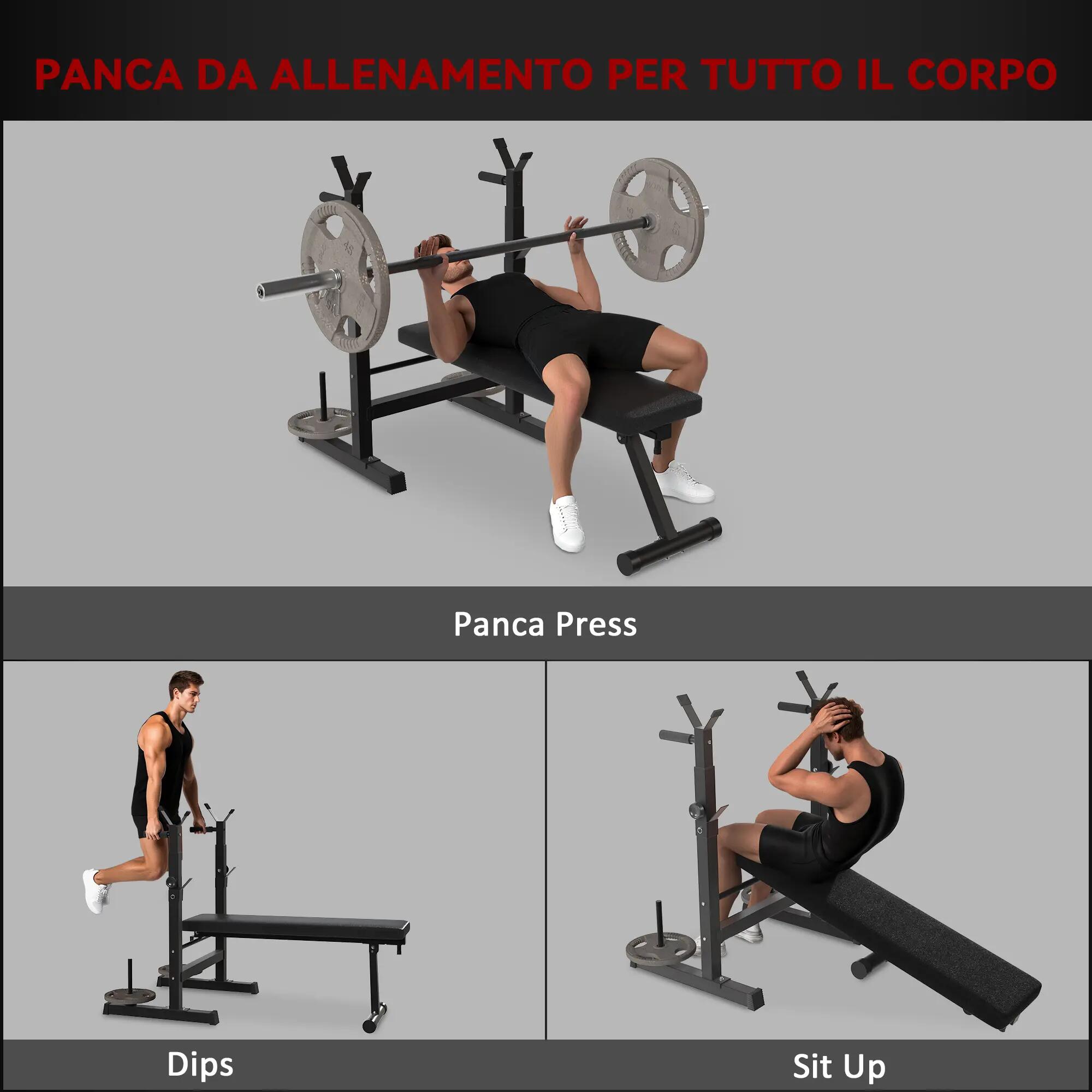 Banc de musculation pliable à 8 hauteurs réglables, support pour barre 6/9
