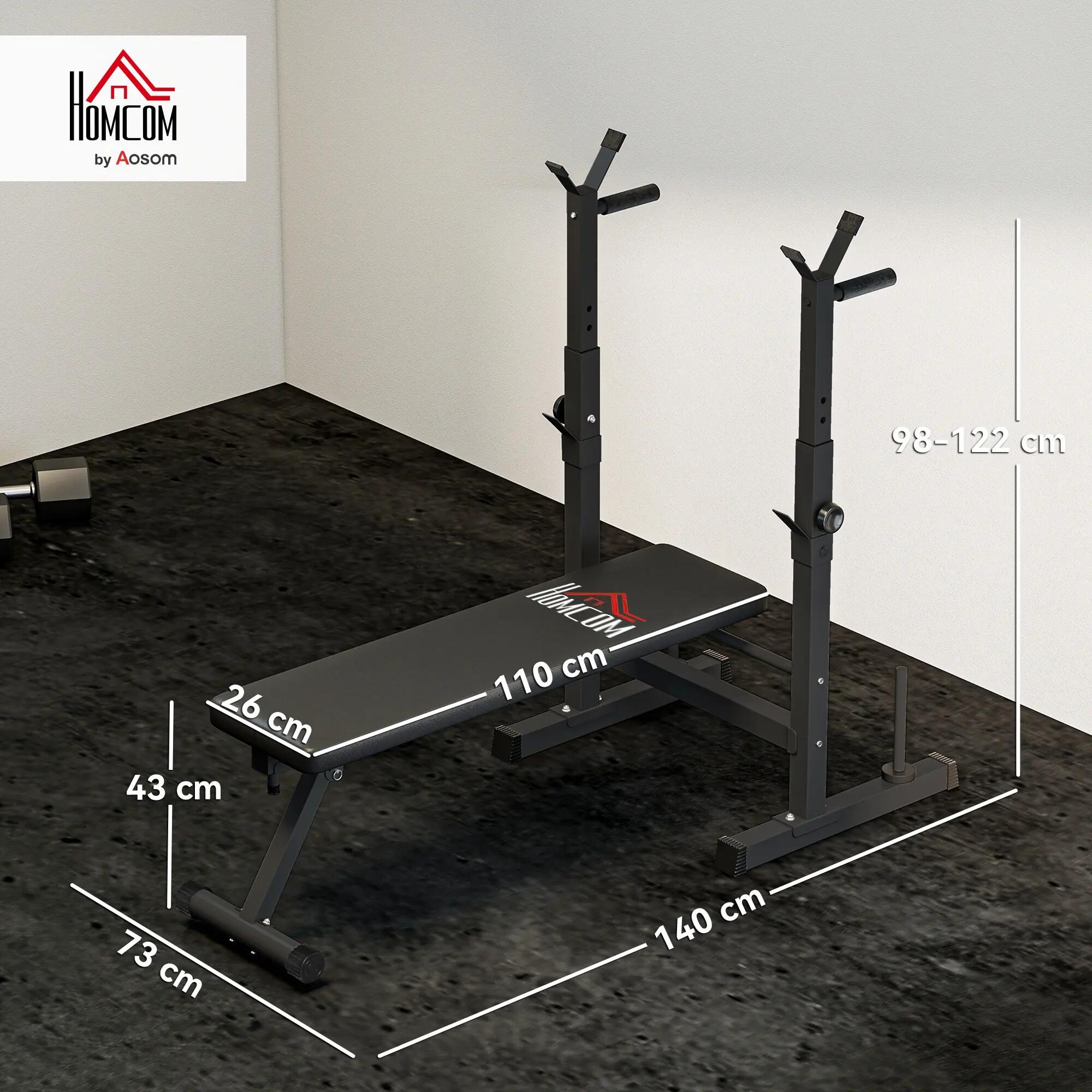 Banc de musculation pliable à 8 hauteurs réglables, support pour barre 5/9