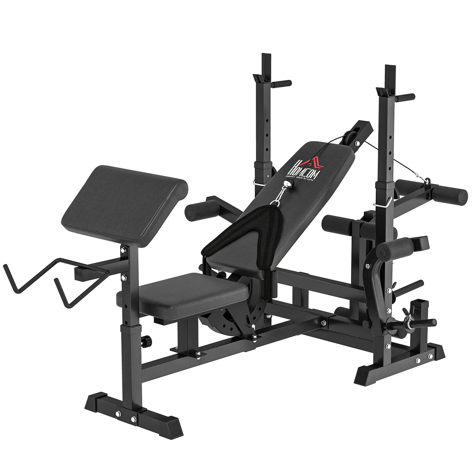Banc de musculation réglable avec support pour barre d'haltères, acier et 2/9