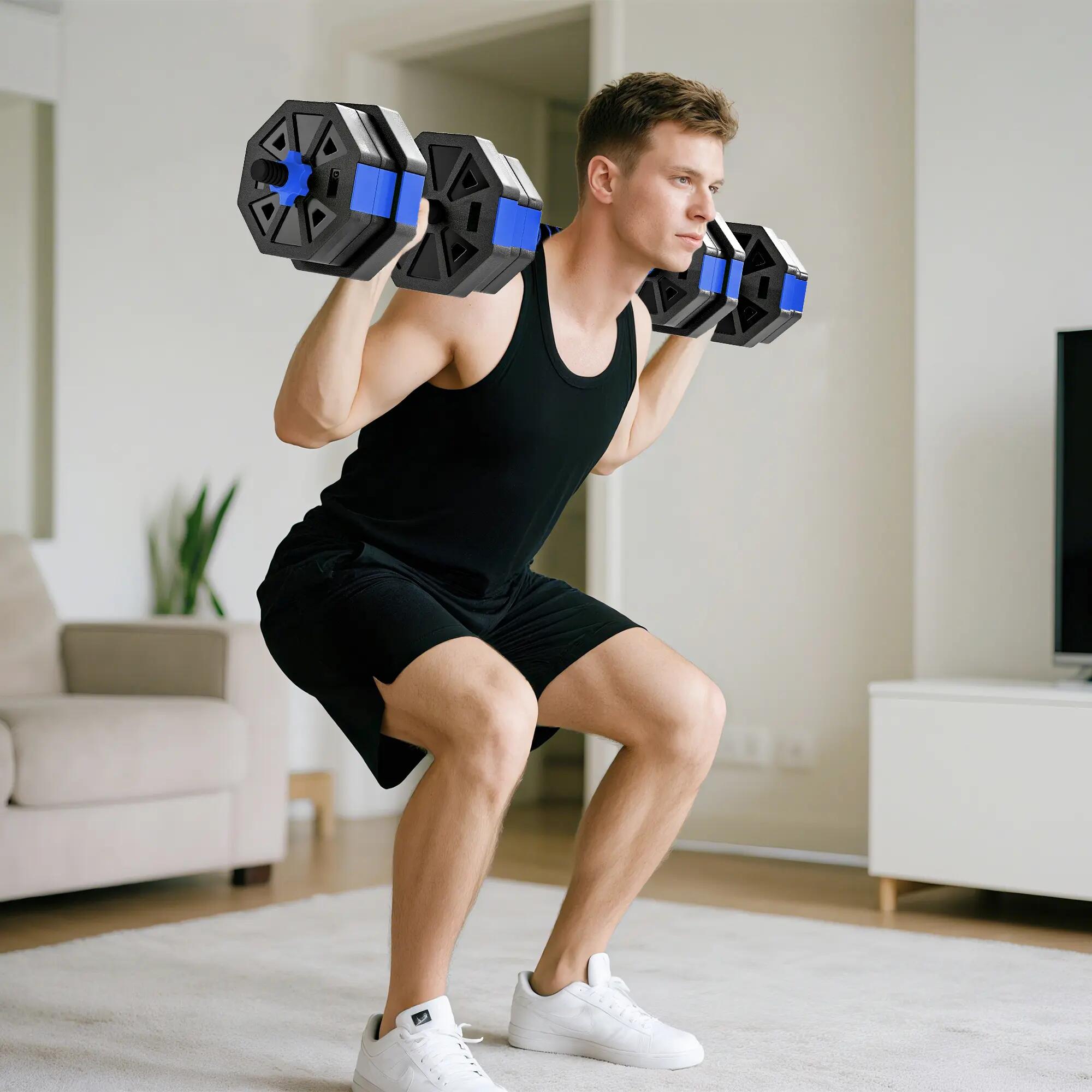 Ensemble d'haltères musculation 6-en-1 haltère réglable 20 kg kettlebell, barre 3/9
