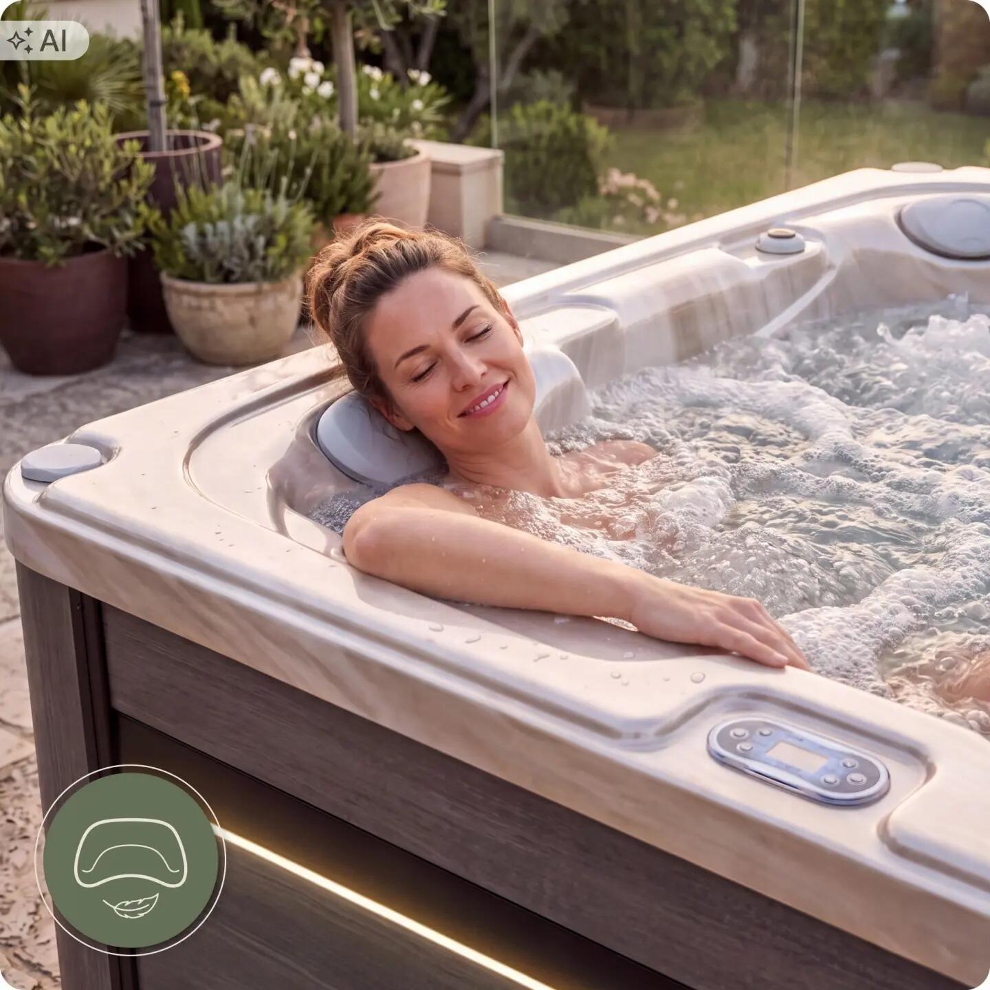 Wanna SPA ogrodowa 5-osobowa z hydromasażem MOSSA 215 x 215 cm z pokrywą 7/16