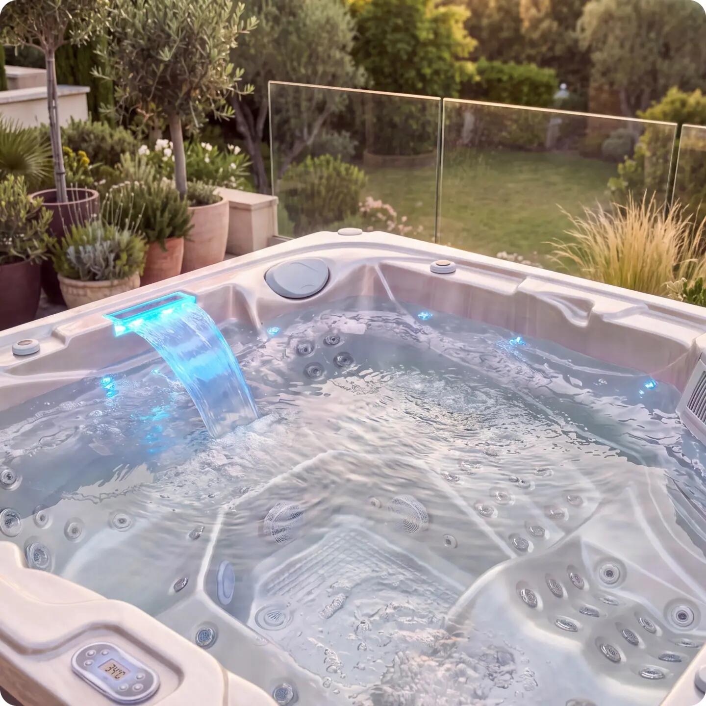 Wanna SPA ogrodowa 5-osobowa z hydromasażem MOSSA 215 x 215 cm z pokrywą 4/16