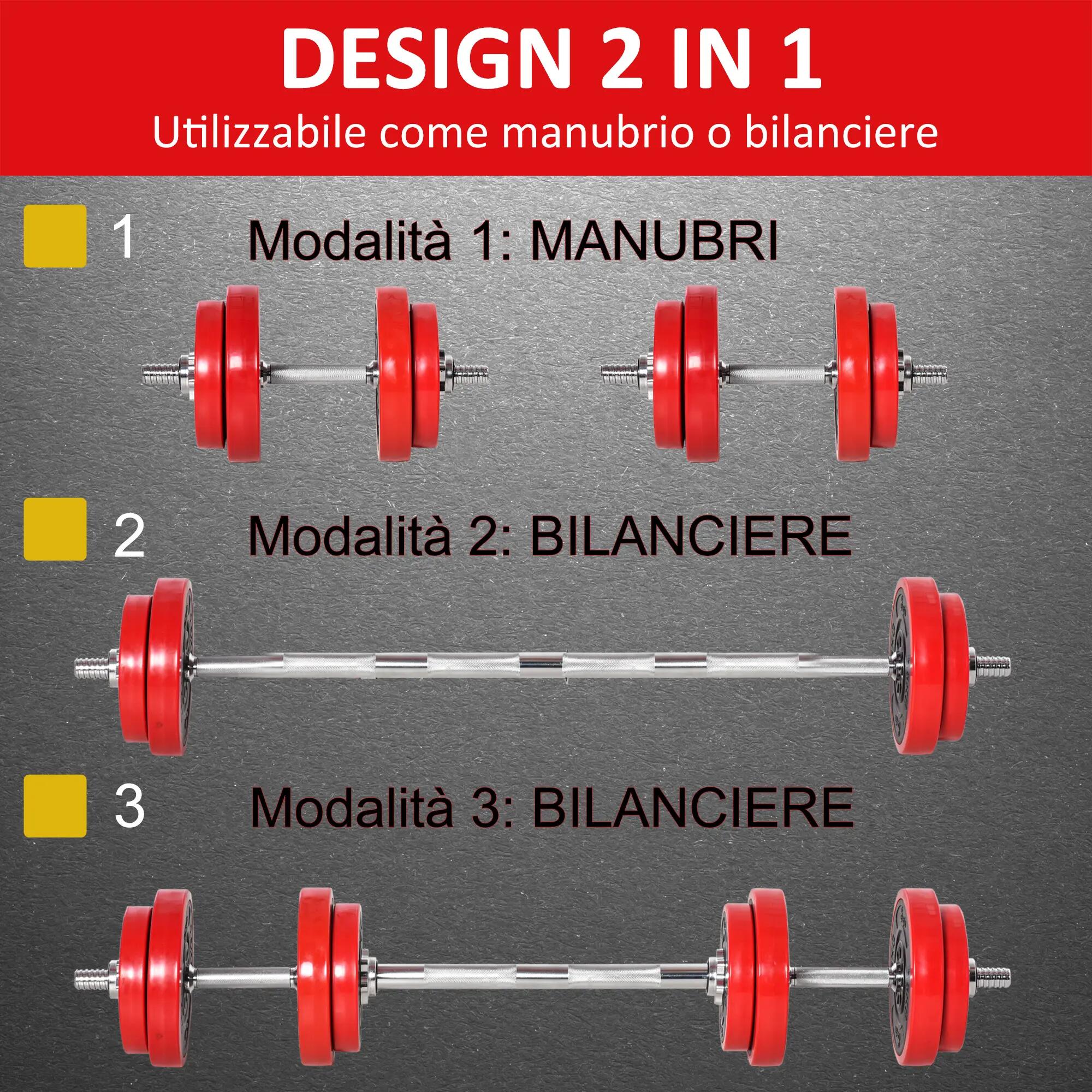 Ensemble haltères - 20 kg modulable - anti-rayures - rouge, noir 6/6