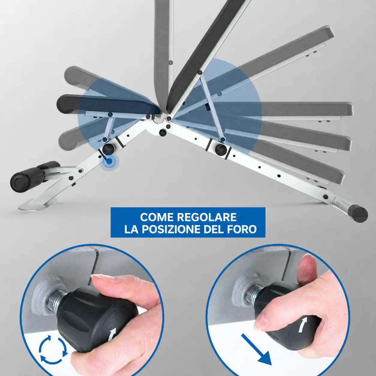 Panca Palestra Regolabile Inclinabile 300 Kg Compatta per Fitness e Home Gym 9/9