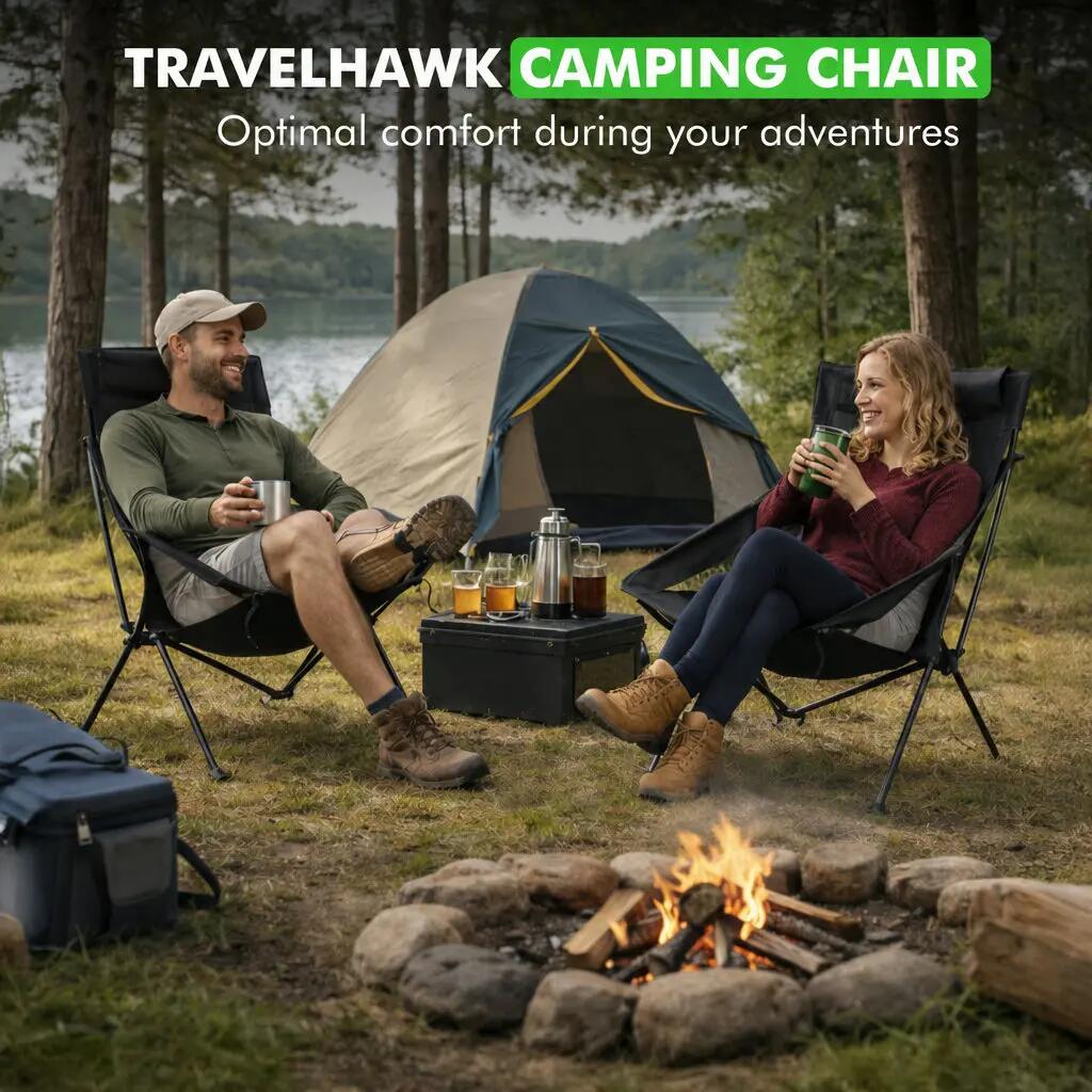 Silla plegable de camping negra 6/6
