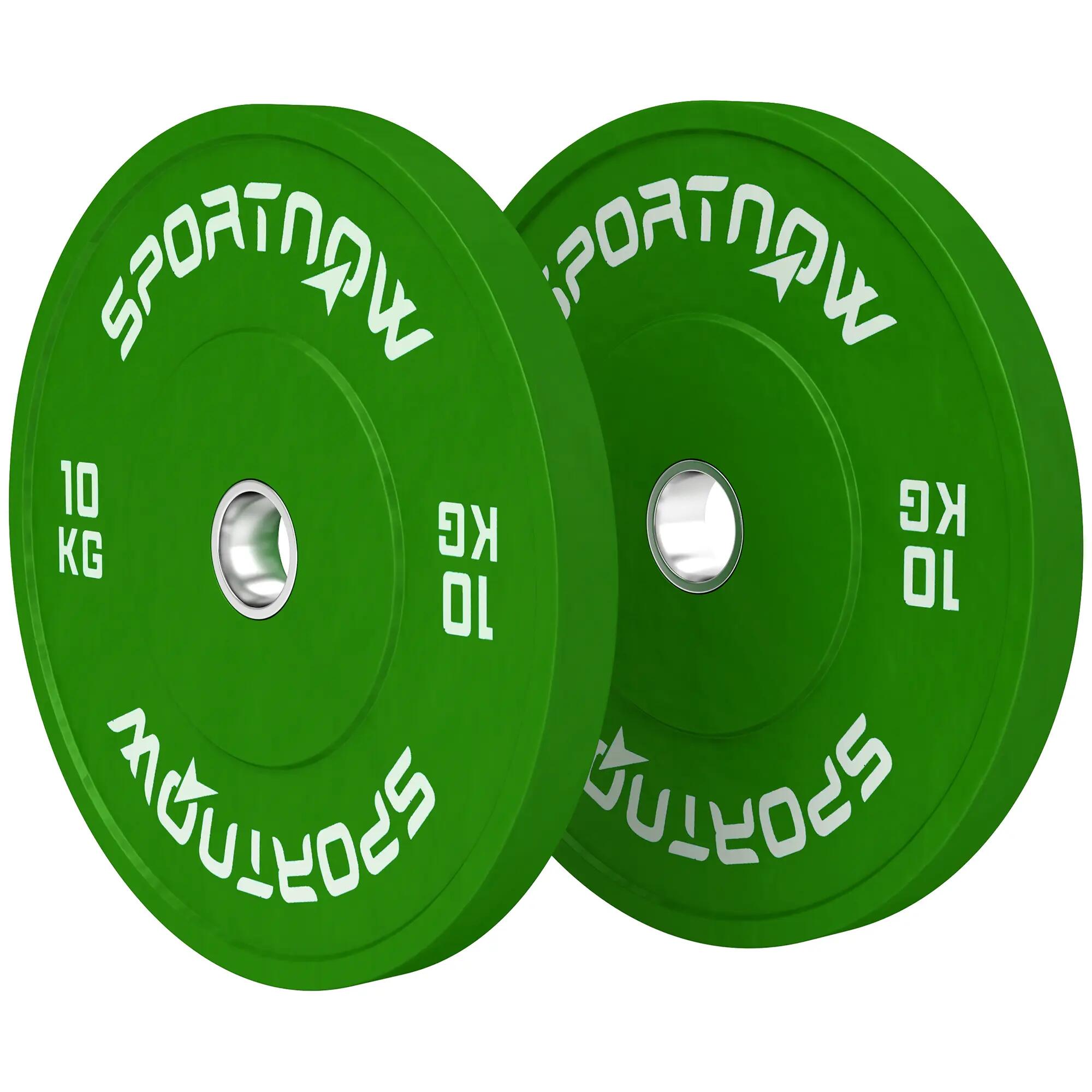 Lot de 2 disques de lestage en caoutchouc de 10 kg avec trou de 5 cm (2 pouces) 2/9