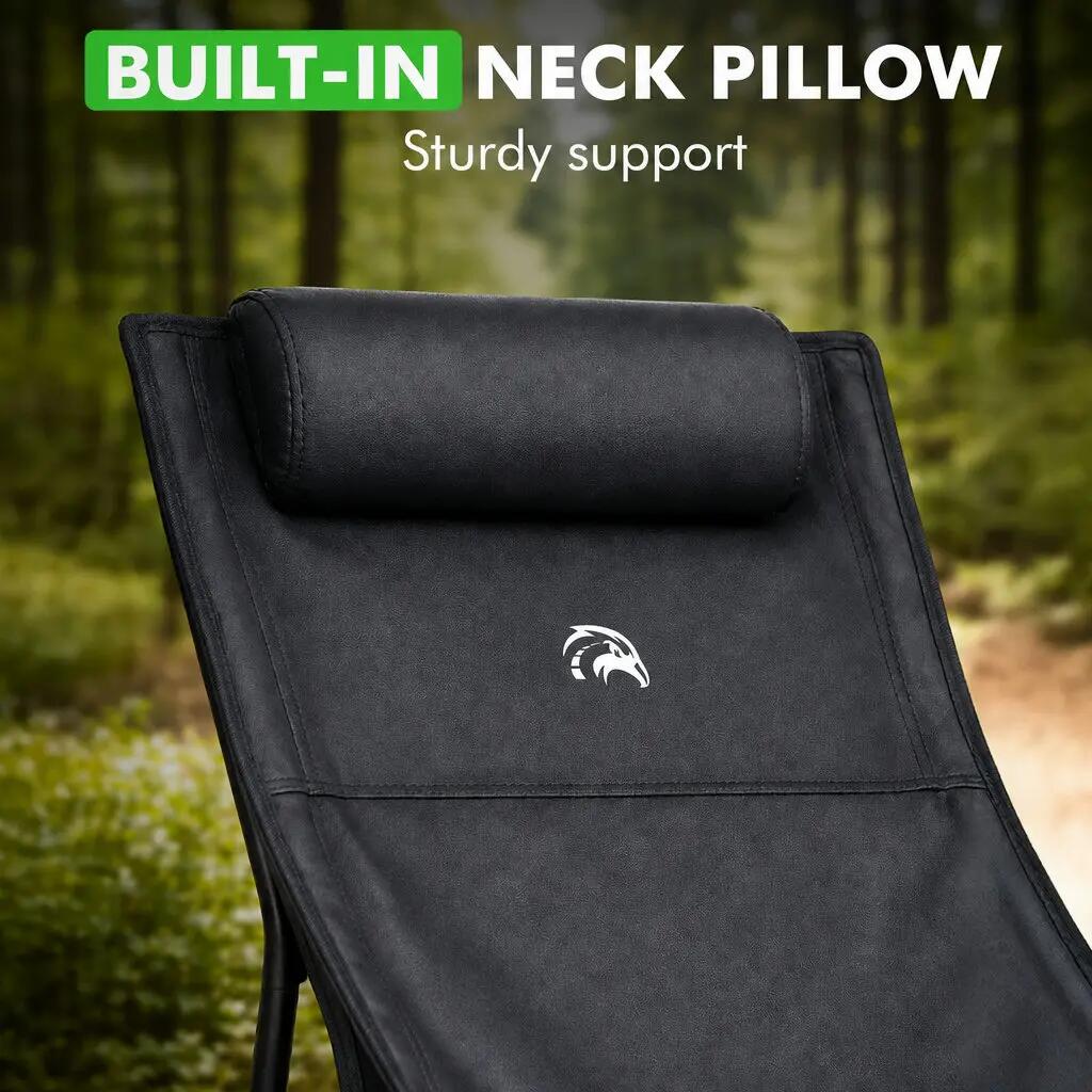 Silla plegable de camping negra 3/6