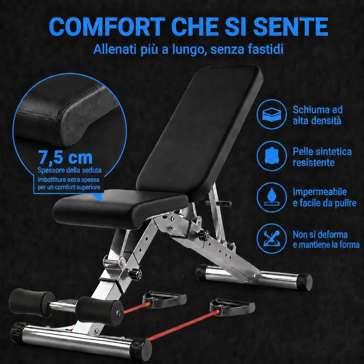 Panca Palestra Regolabile Inclinabile 300 Kg Compatta per Fitness e Home Gym 6/9