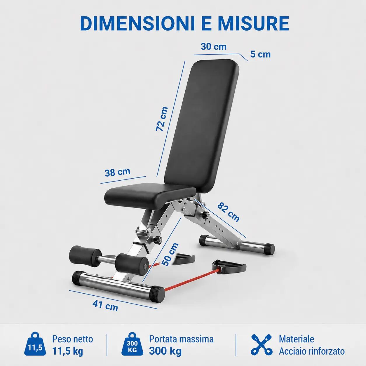 Panca Palestra Regolabile Inclinabile 300 Kg Compatta per Fitness e Home Gym 4/9