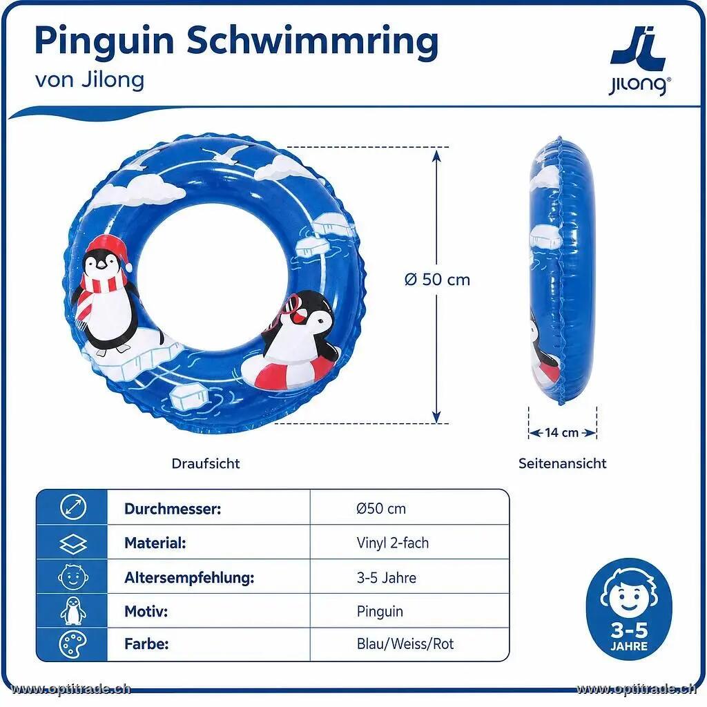 Anello gonfiabile - Nuoto - Design Pinguino - Blu 4/6