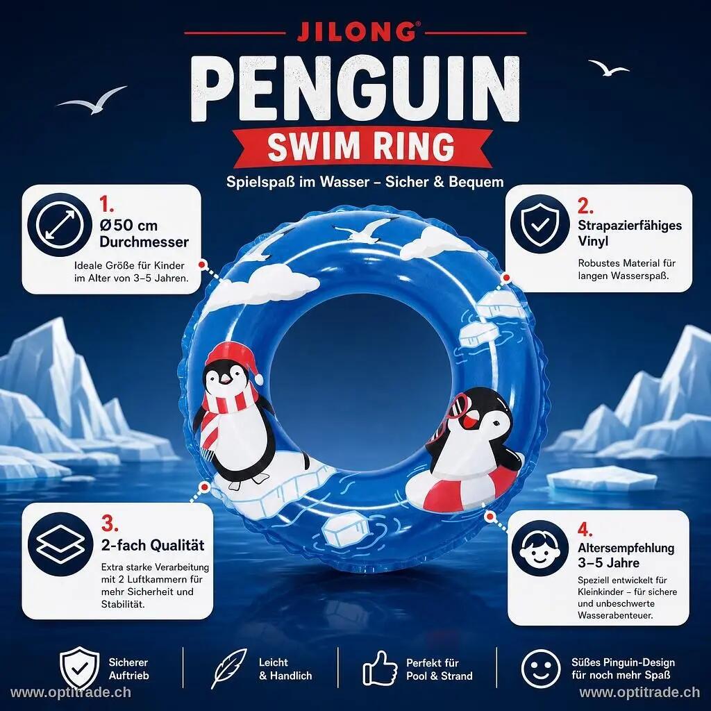 Anello gonfiabile - Nuoto - Design Pinguino - Blu 2/6