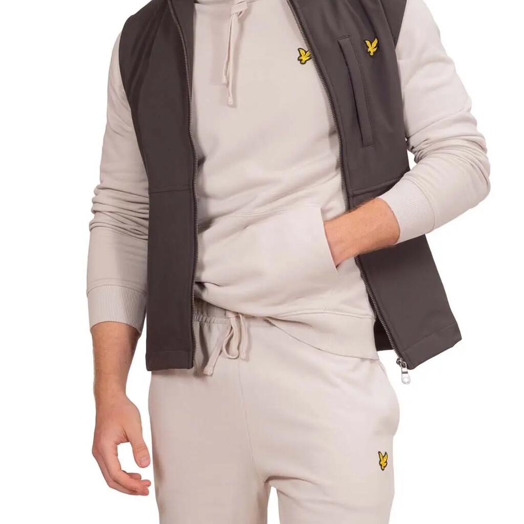 Men's hoodie, regular fit, zip neck, 100% cotton, khaki.
