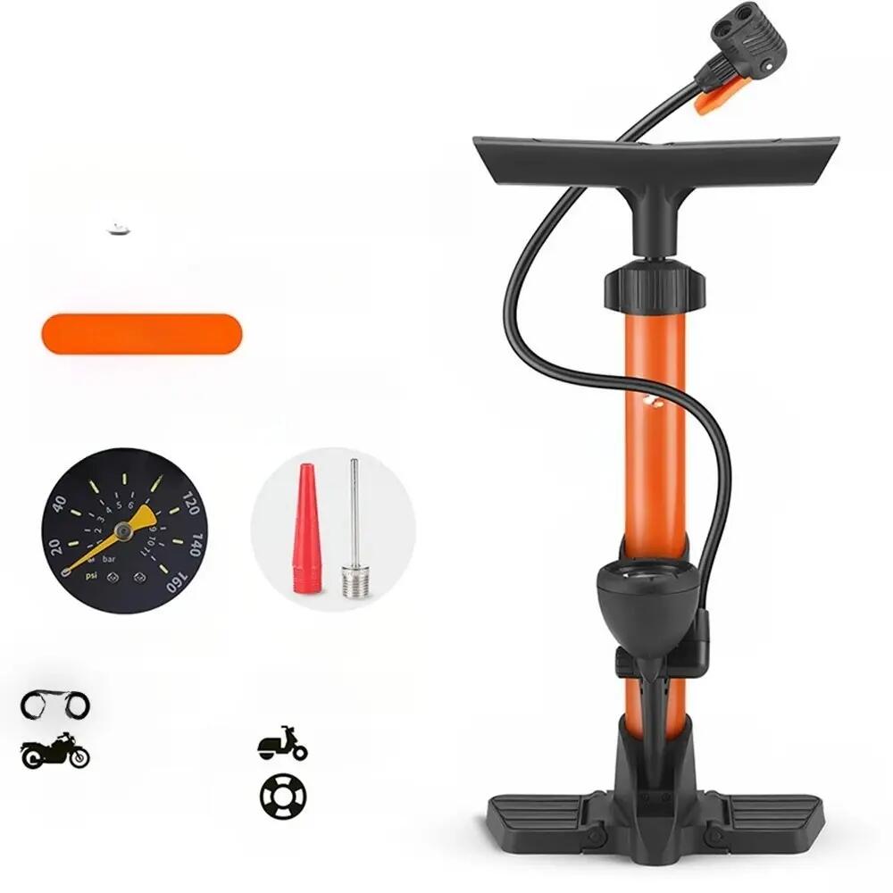 Pompe vélo haute pression en métal avec manomètre 2/7