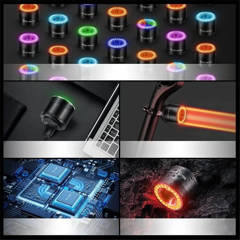 Feu LED intelligent avec détection et avertisseur VTT WEST BIKING 4/7