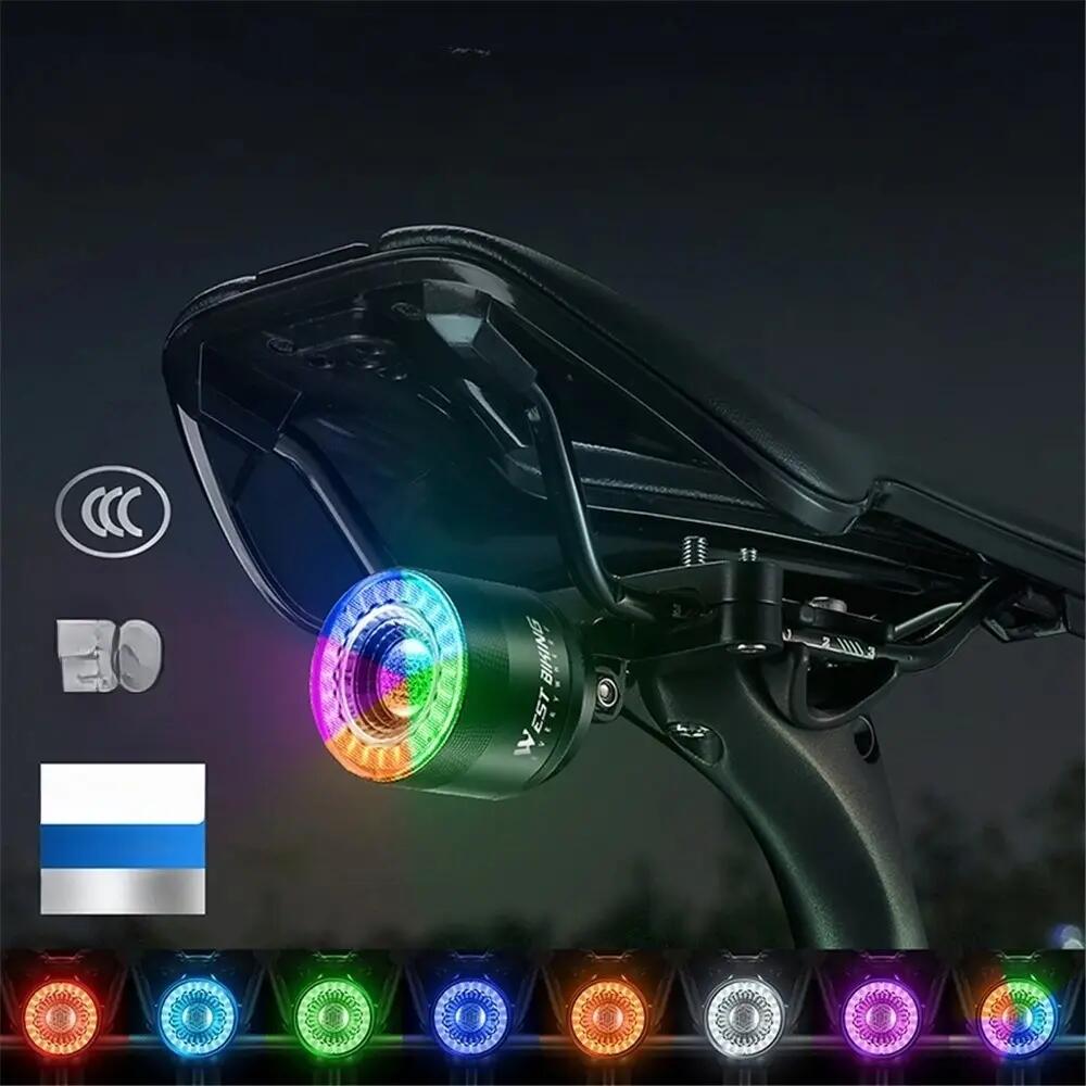 Feu LED intelligent avec détection et avertisseur VTT WEST BIKING 3/7