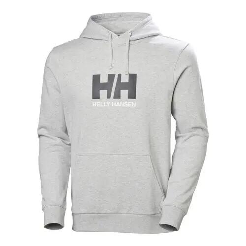 Sudadera Gris Helly Hansen HH Logo Hoodie Grey Melang de Ajuste Flexible y Cómo 5/6