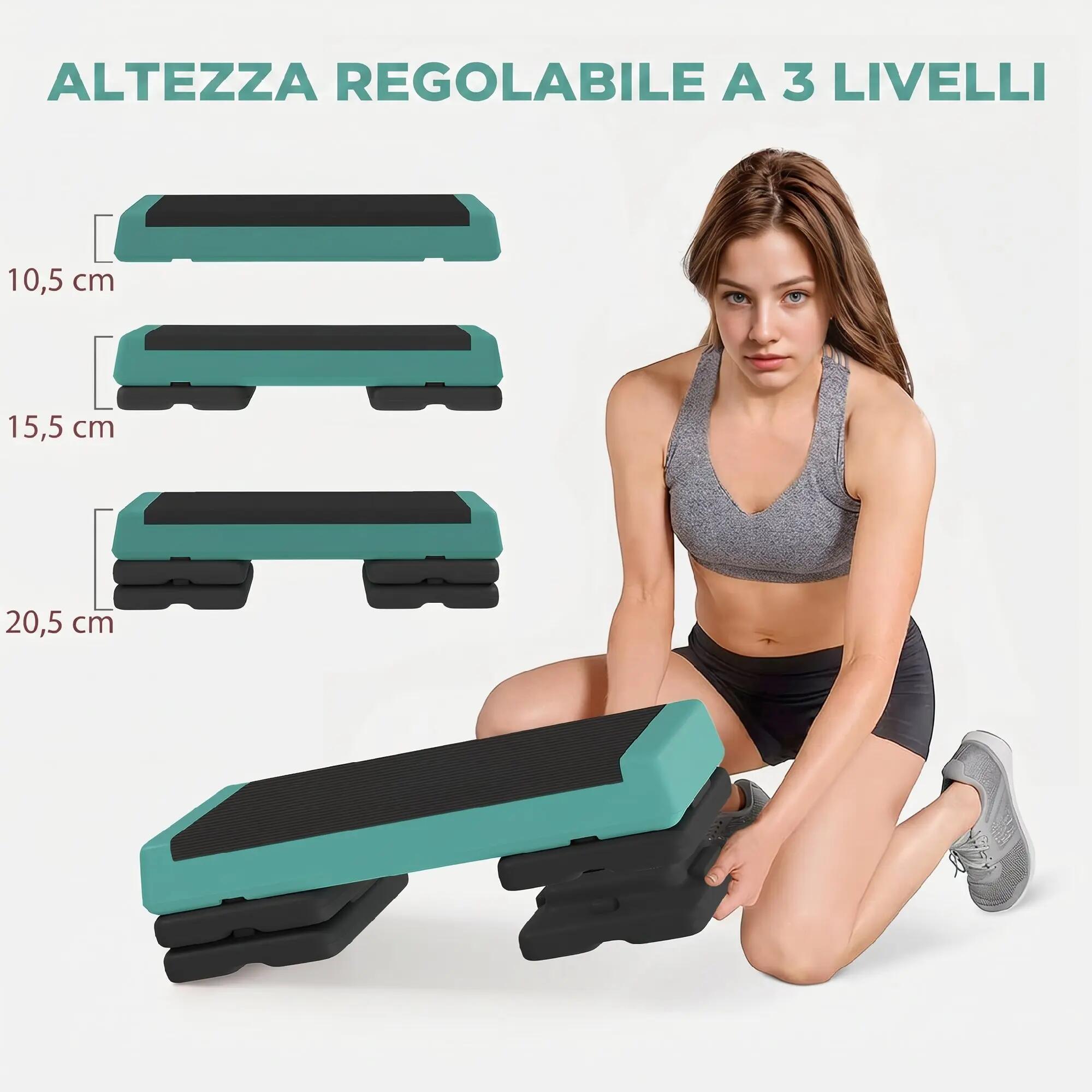 Stepper de fitness réglable en hauteur (10,5/15,5/20,5 cm) avec surface antidéra 6/9