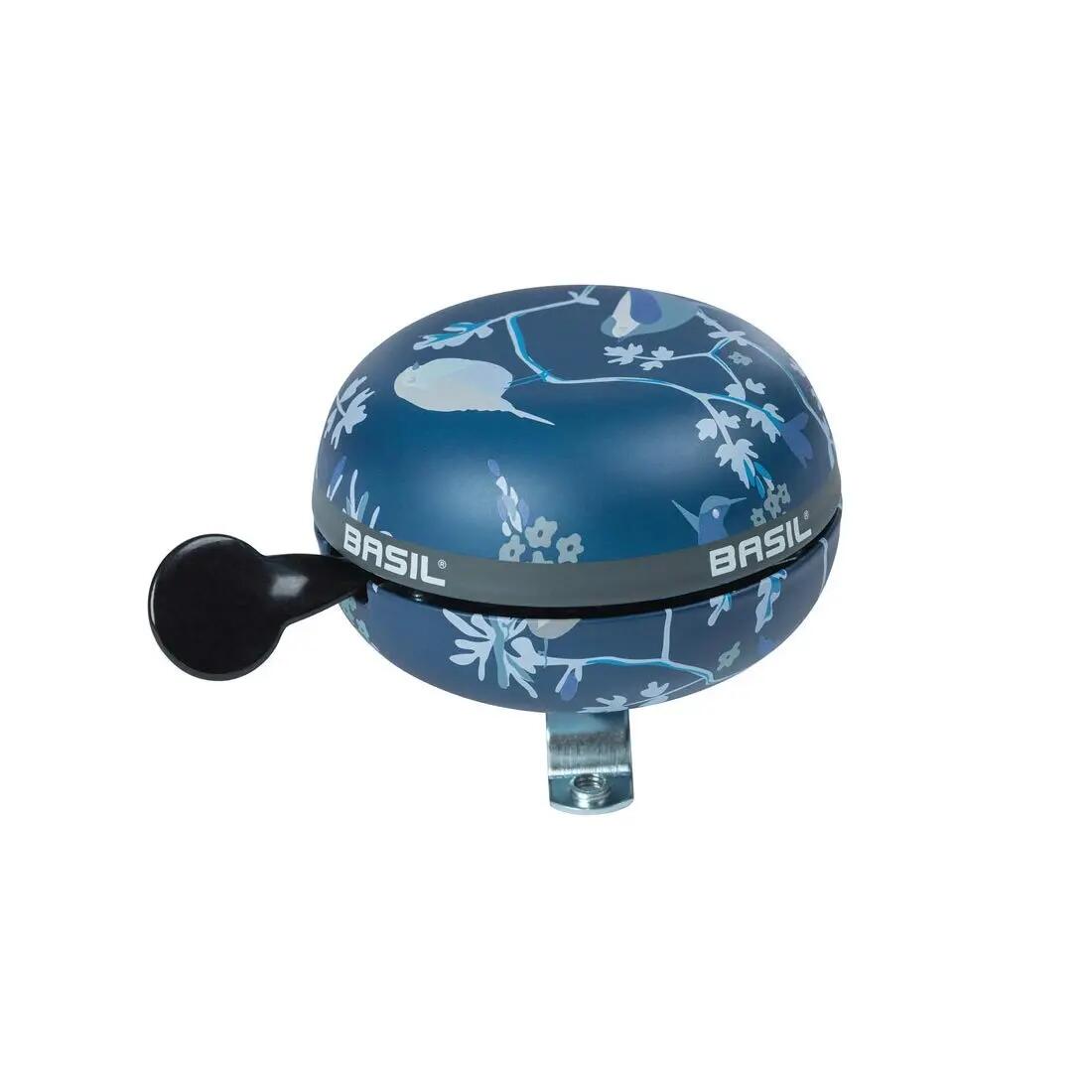Basil Wanderlust Fietsbel - Indigo Blauw met Vogelprint 4/4